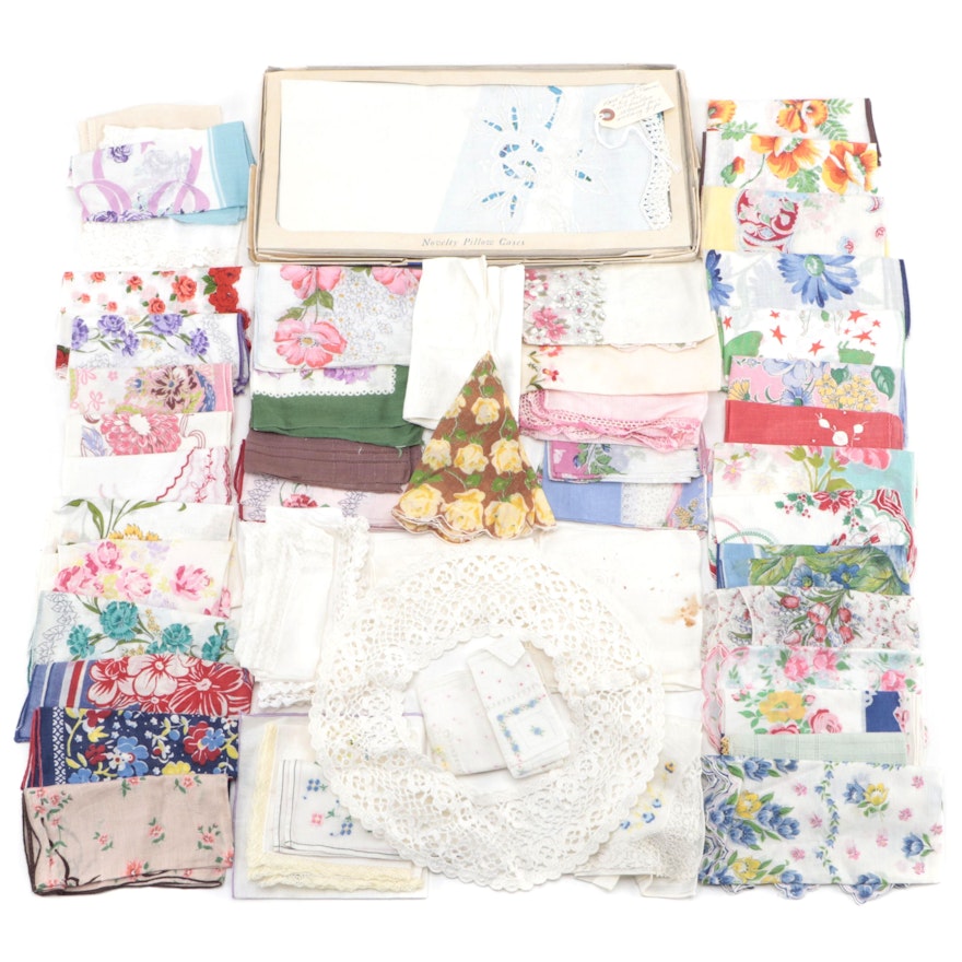 Embroidered Pillowcases, Embroidered, Print and Applique Handkerchiefs, More