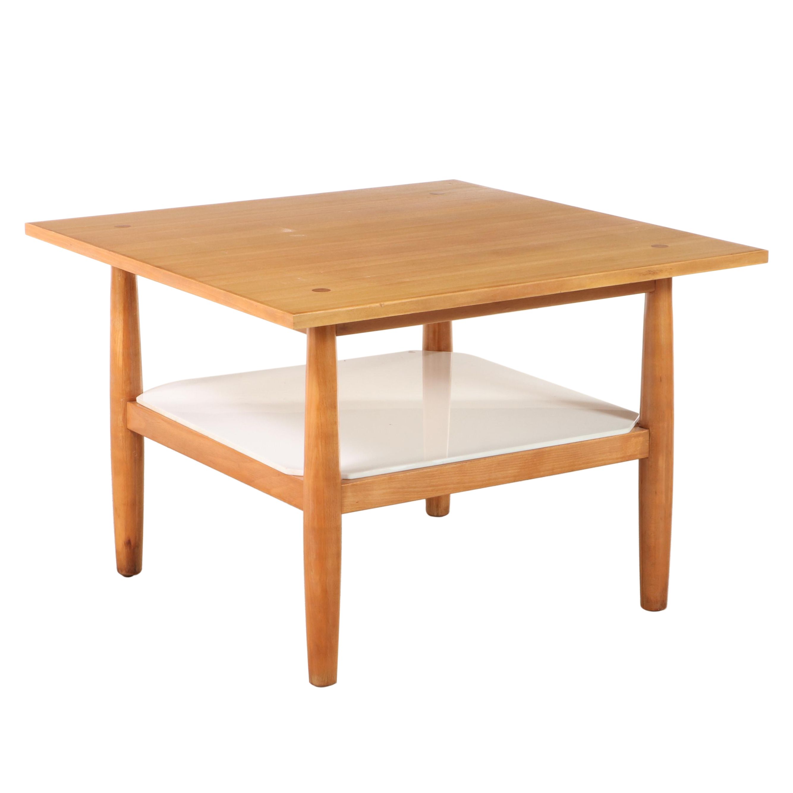 Drexel Wood End Table with Canted Corner Tile Shelf, Mid to Late 20th Century