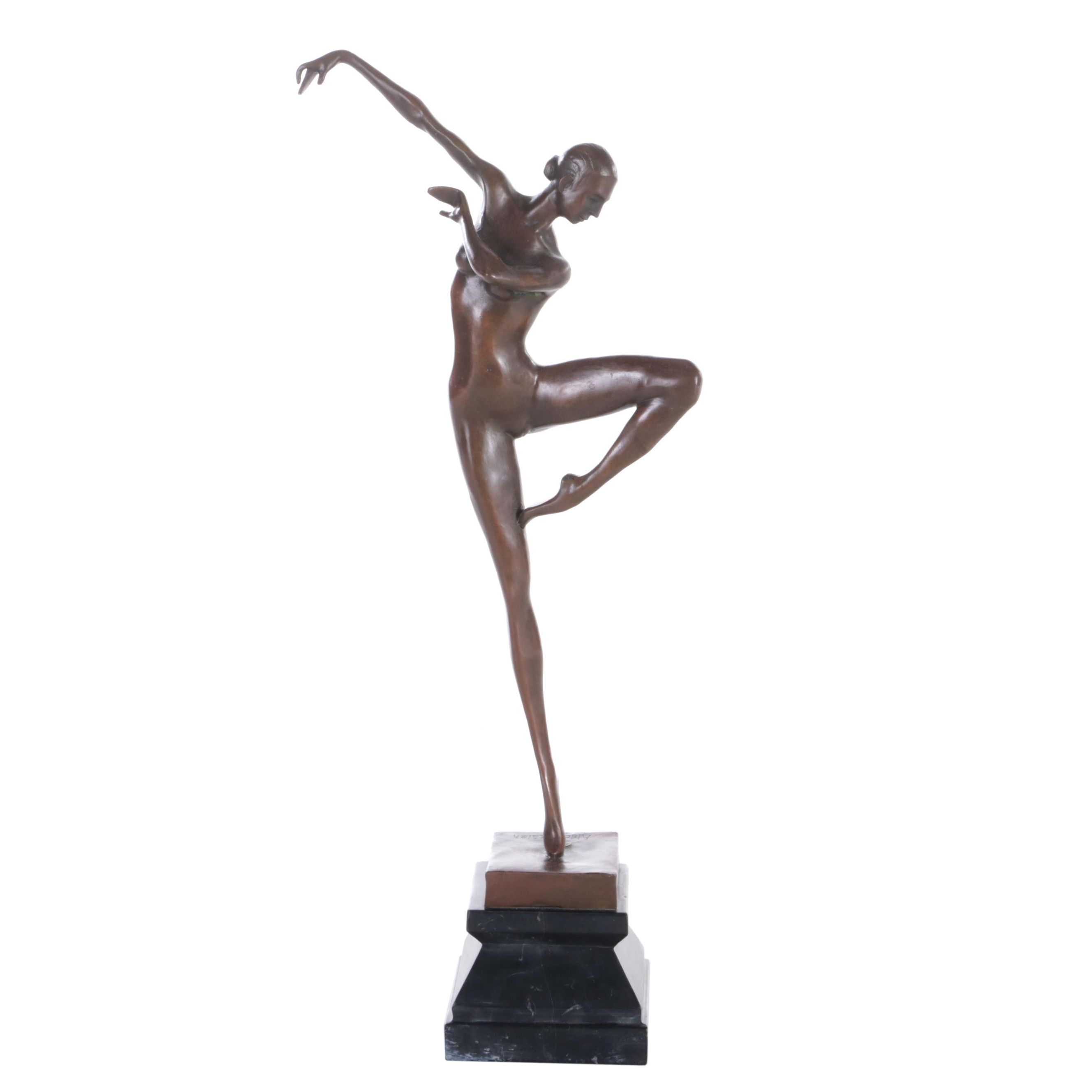 Aldo Vitaleh Bronze Sculpture of Female Dancer