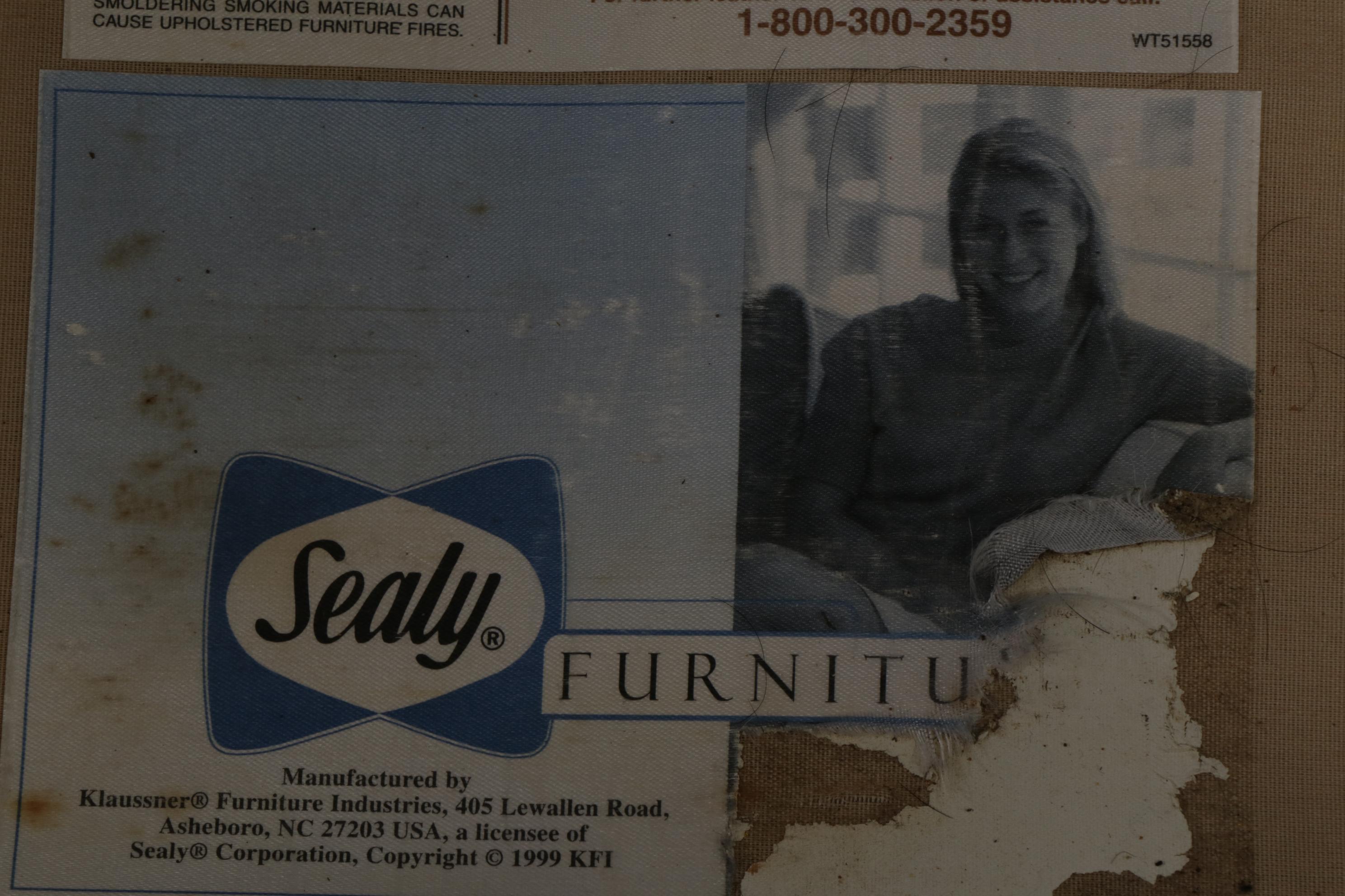 Klaussner for Sealy Chenille Upholstered Two-Seat Sofa