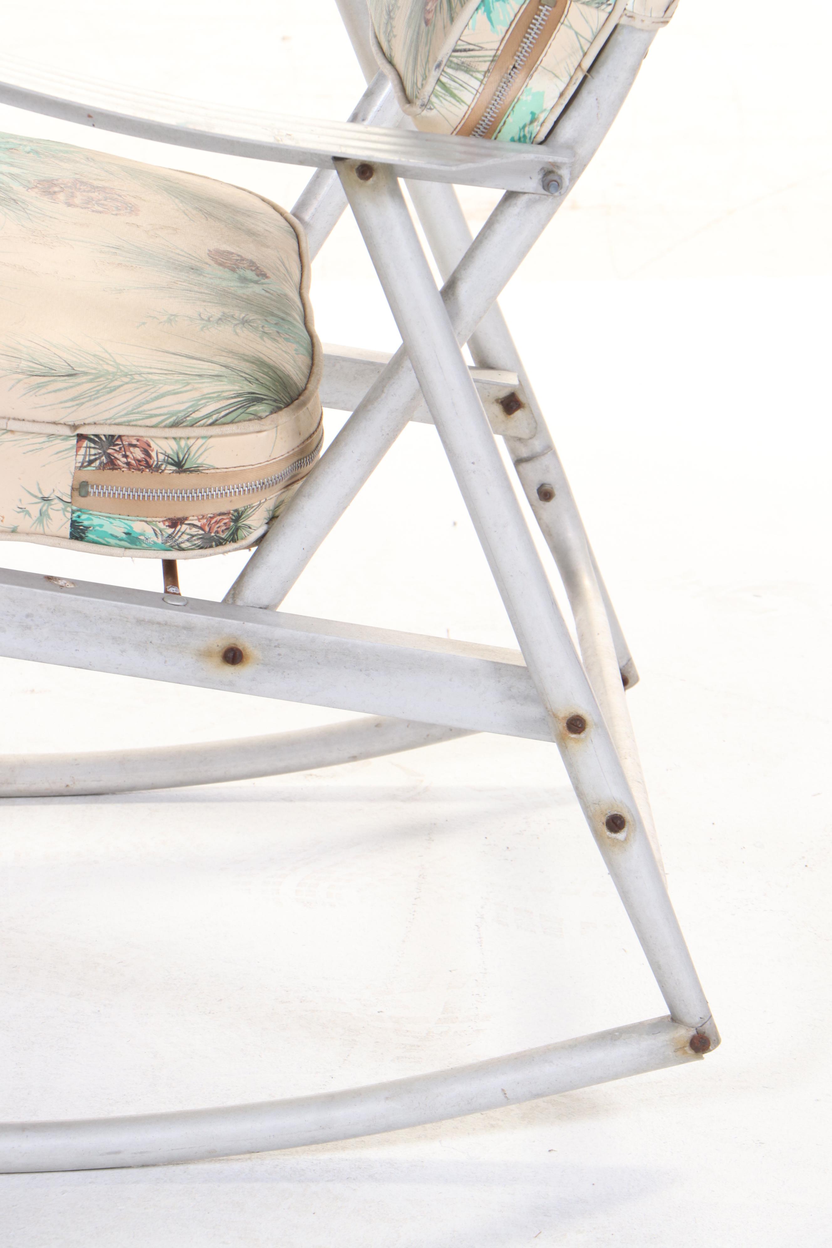 Aluminum Patio Louge Chair, Rocker, and Loveseat Glider, Mid-20th Century