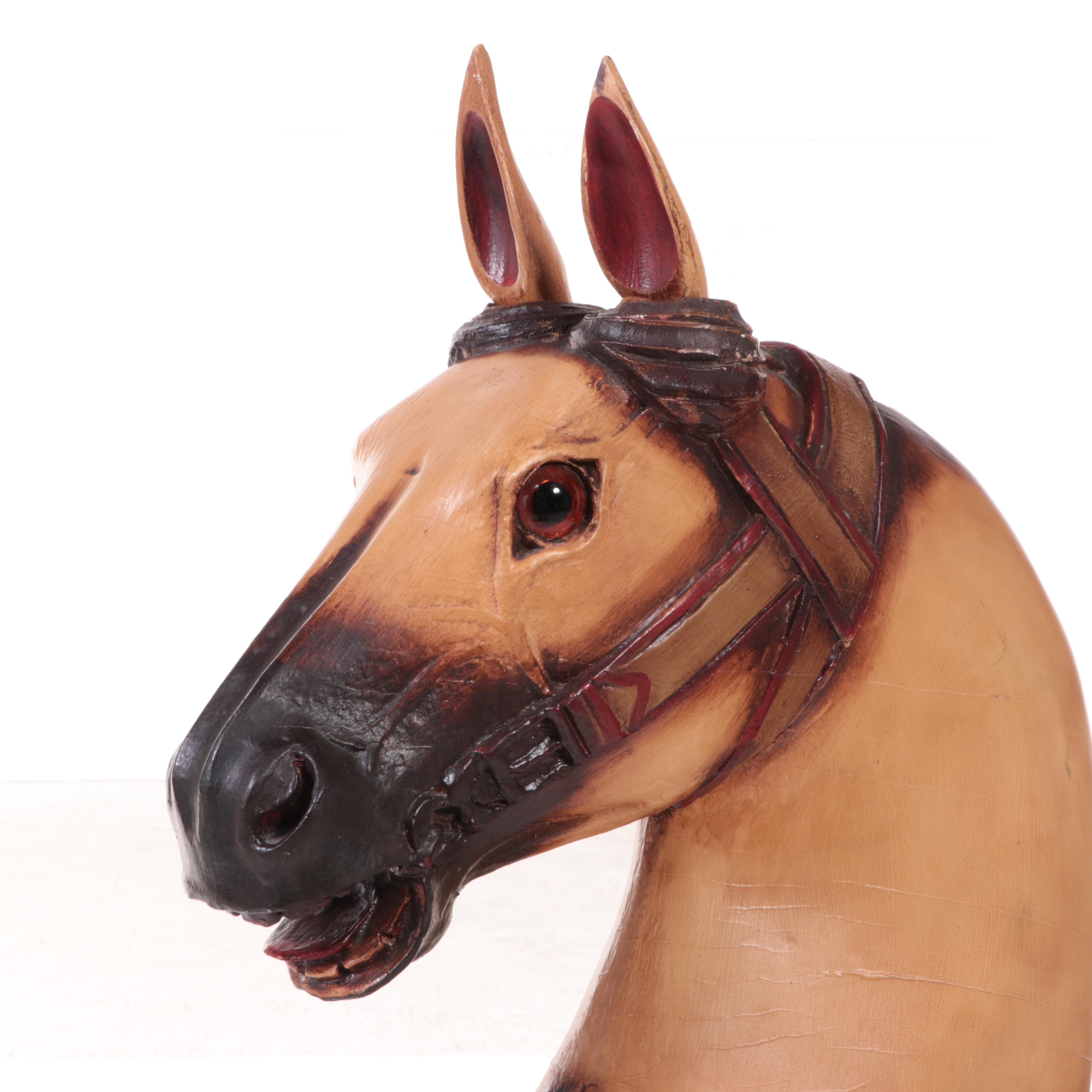 Hand-Carved Wood and Plaster Carousel Horse