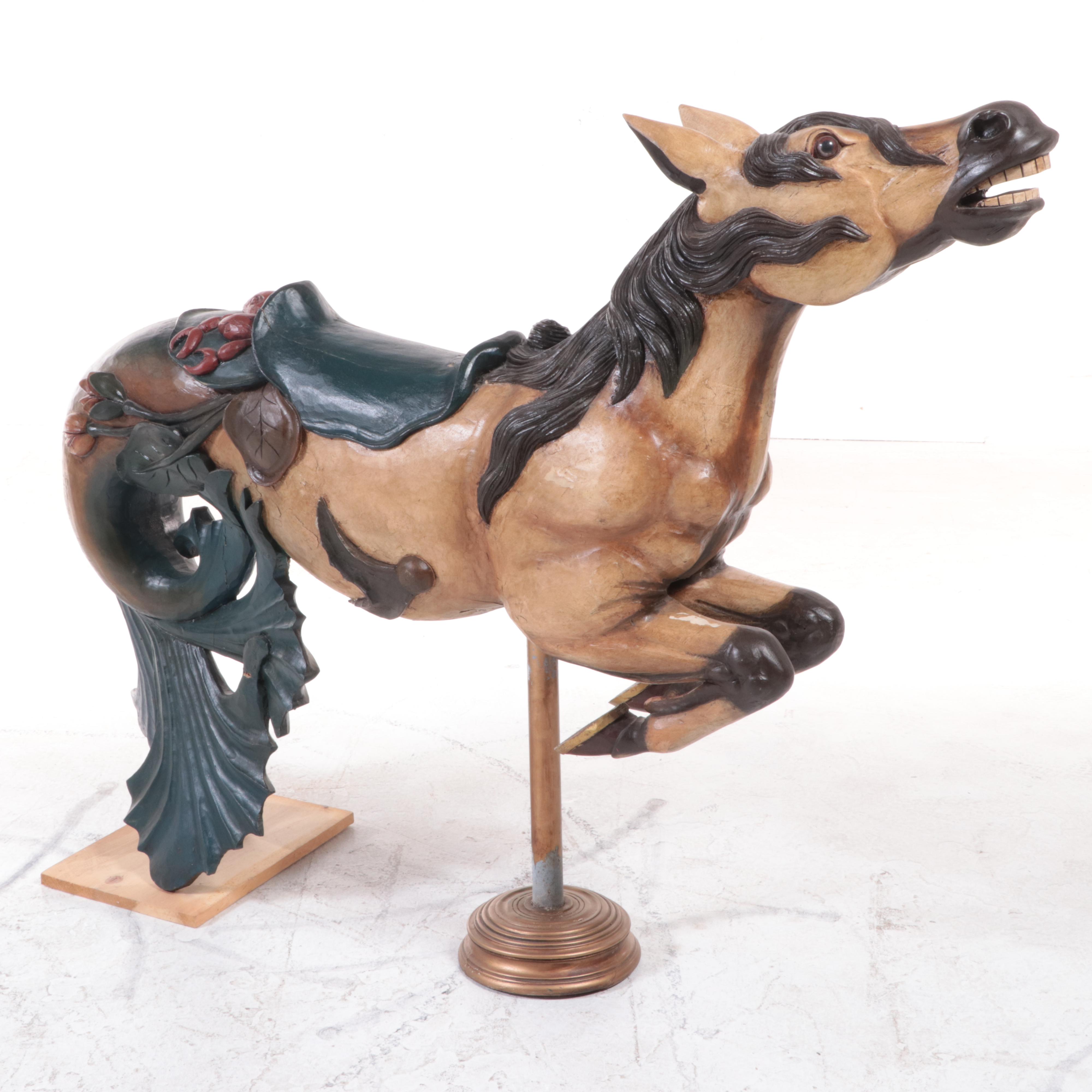 Philadelphia Toboggan Co. Carved Wood Carousel Hippocampus, Early 20th Century