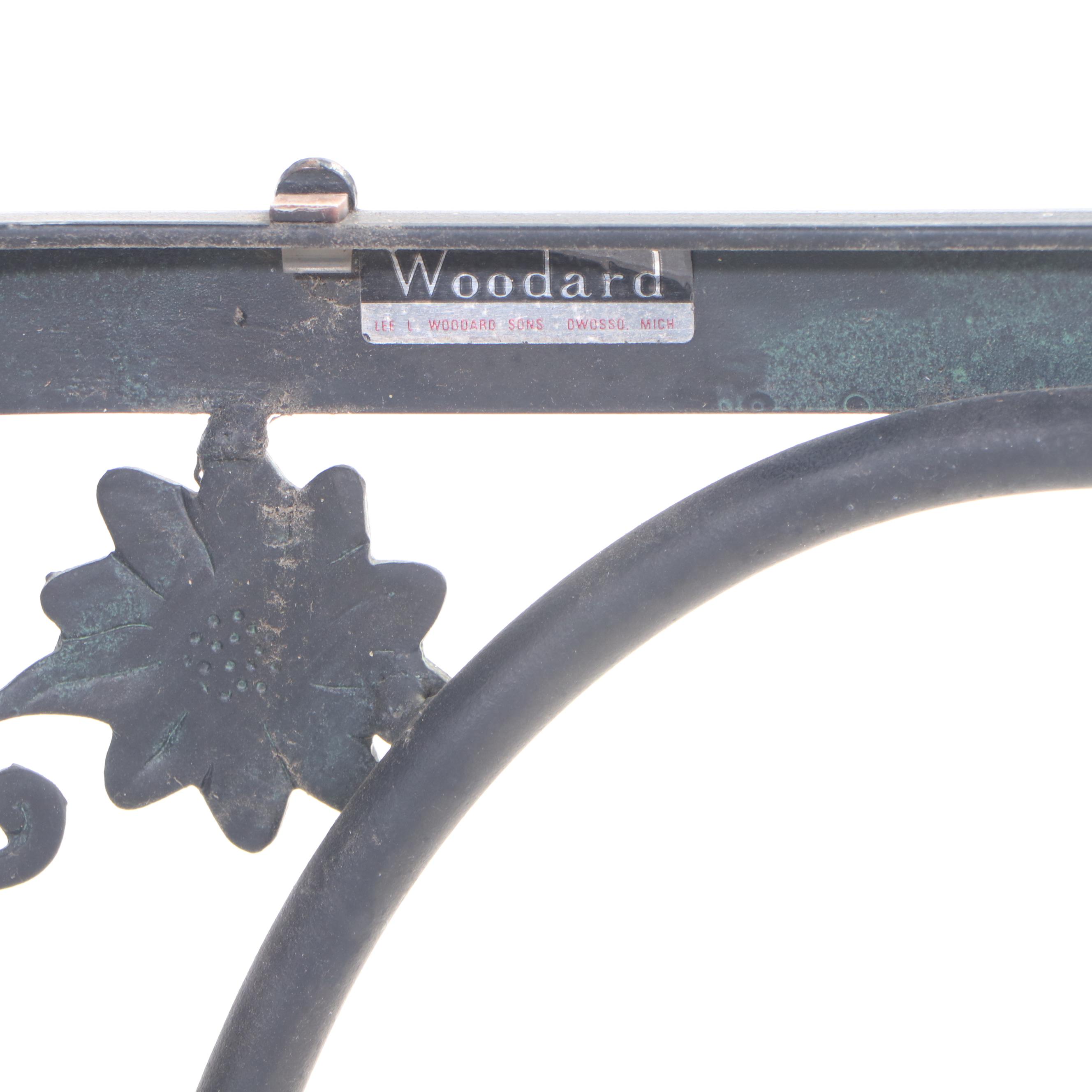 Woodard Iron and Glass Top Patio Side Table, Late 20th Century