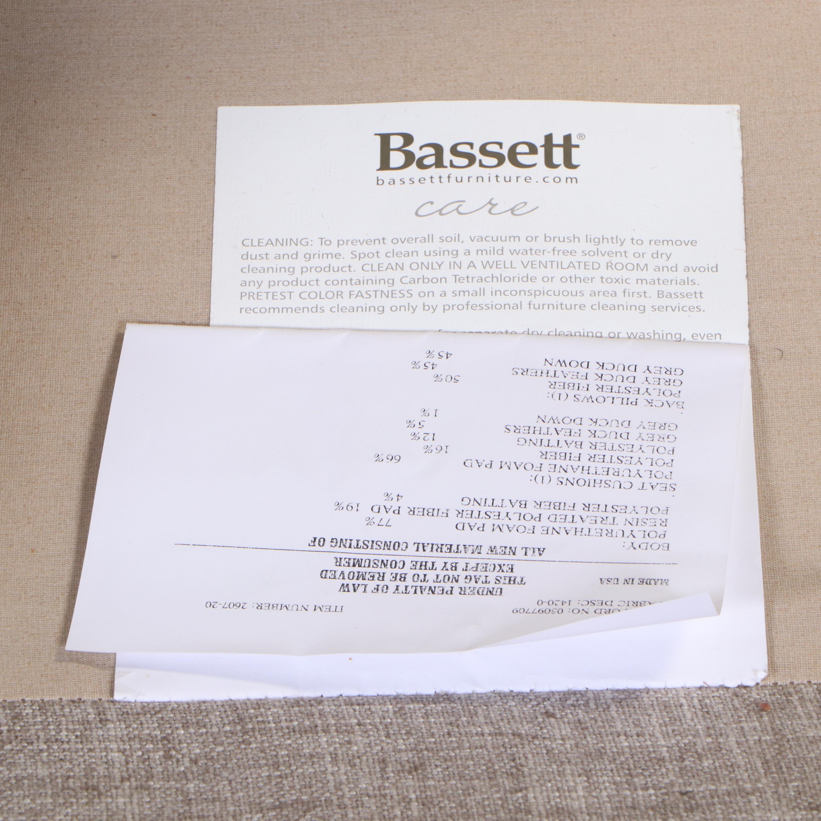 Bassett Three-Piece Sectional Sofa with Down Cushions