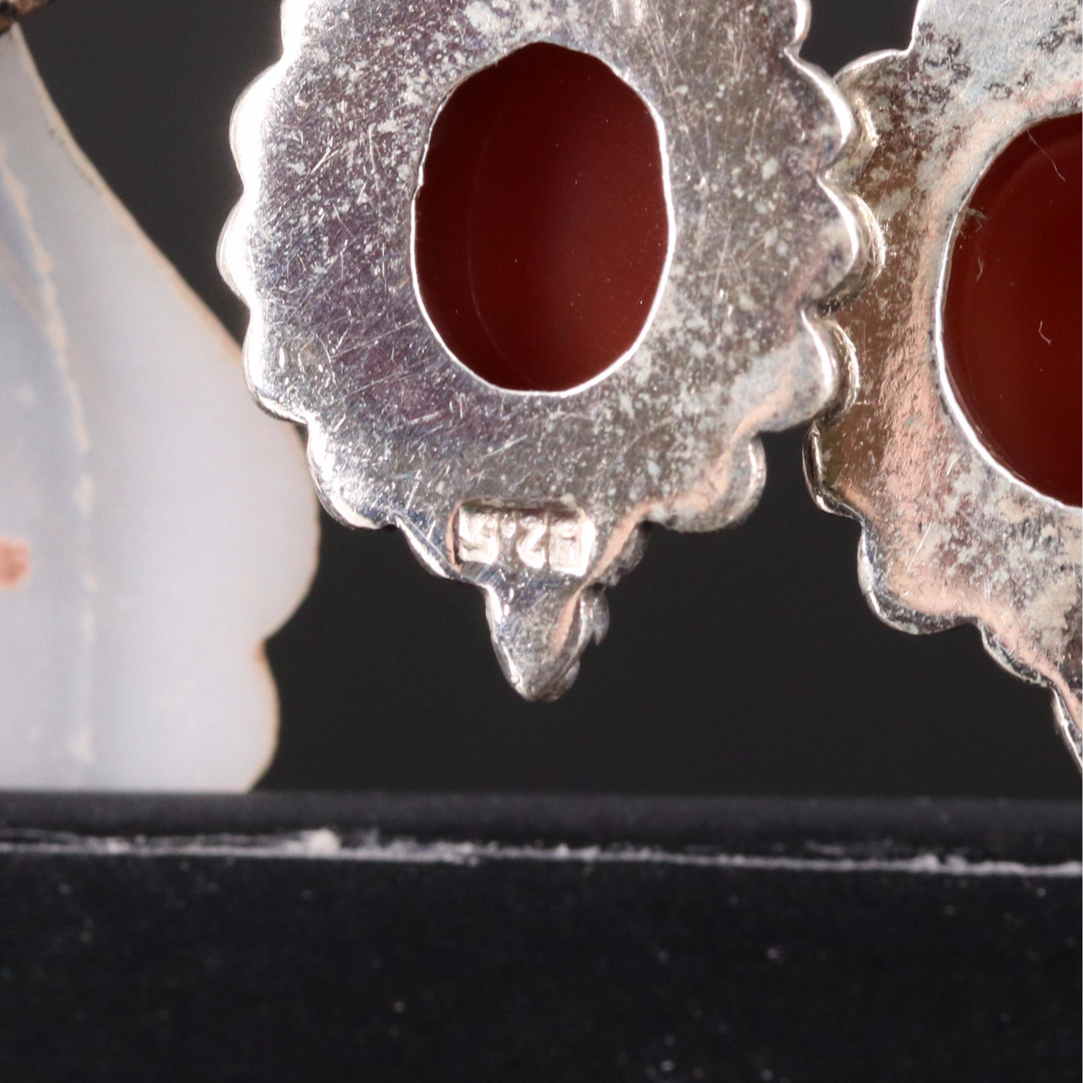 Carnelian, Moonstone and Pearl Earrings Including Sterling