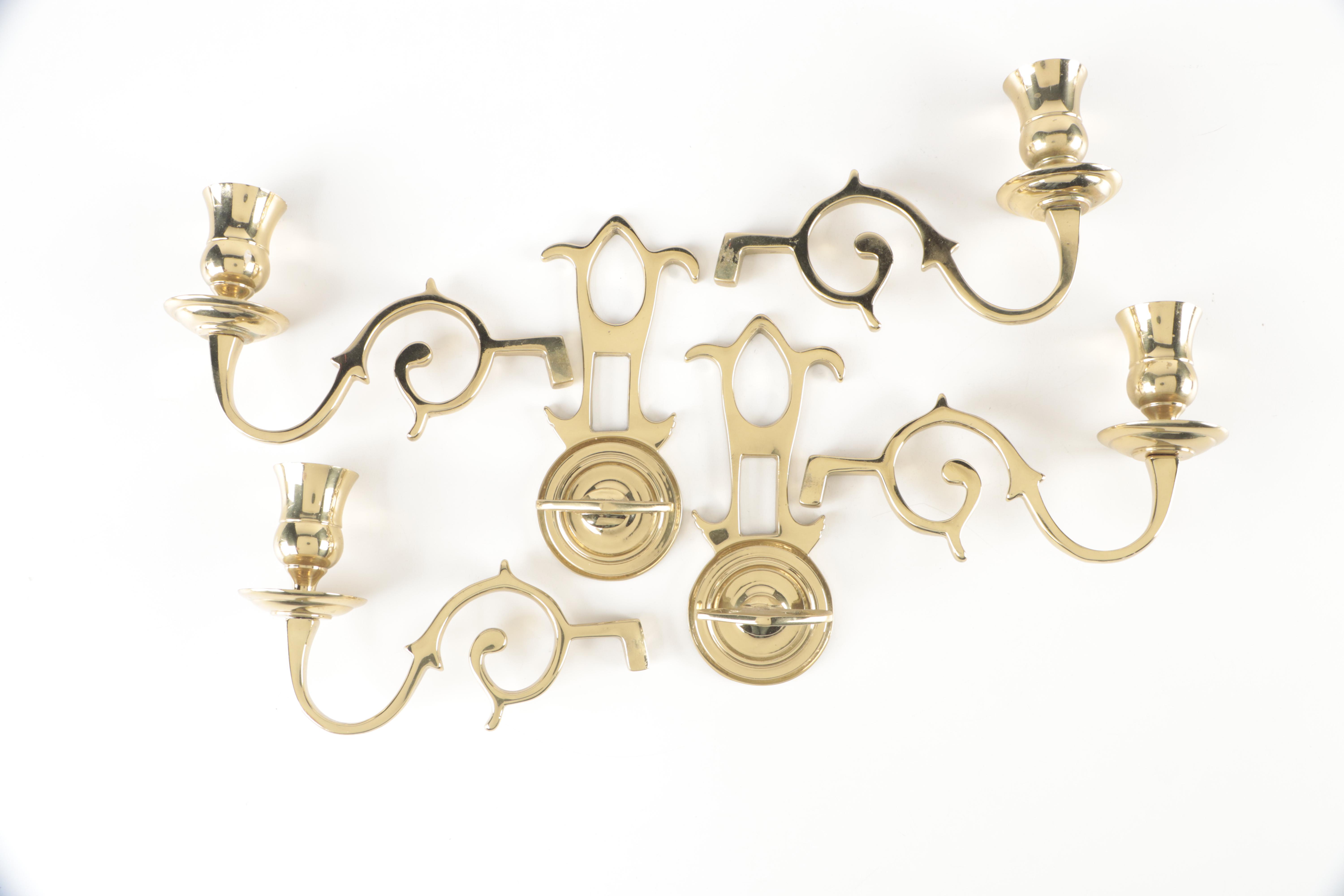 Pair of Virginia Metalcrafters Colonial Williamsburg Brass Candle Sconces