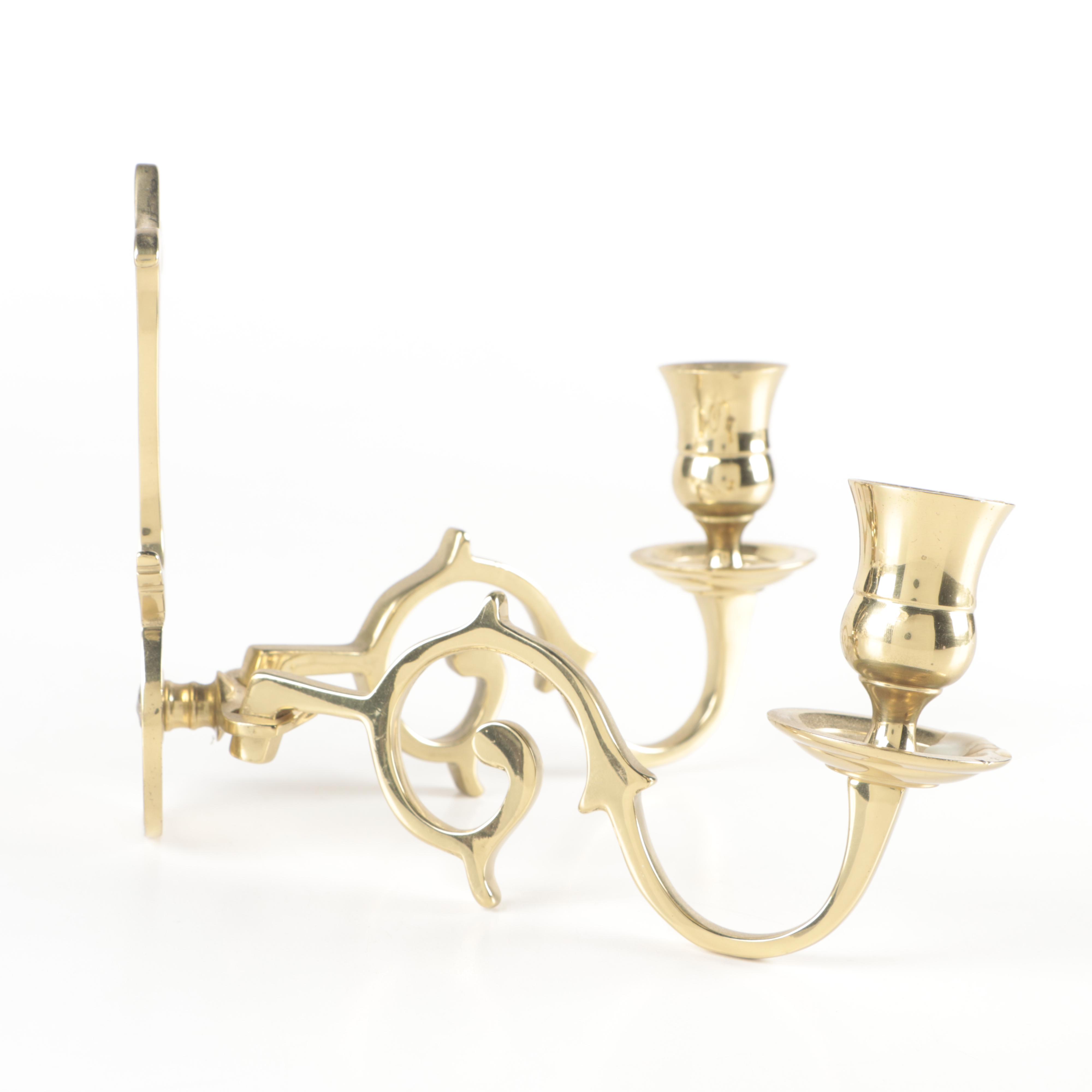 Pair of Virginia Metalcrafters Colonial Williamsburg Brass Candle Sconces