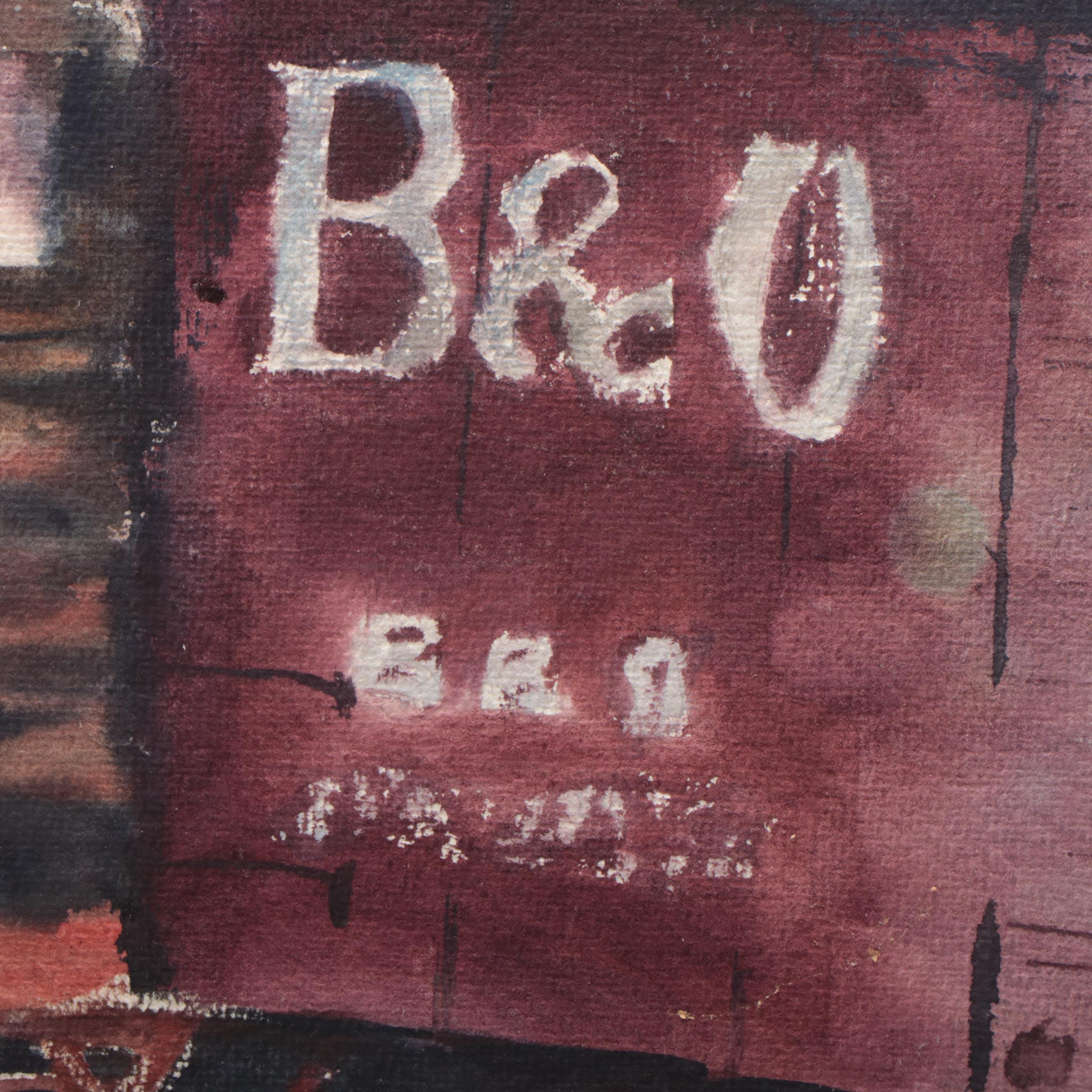 Henry Martin Gasser Watercolor Painting of Train Car