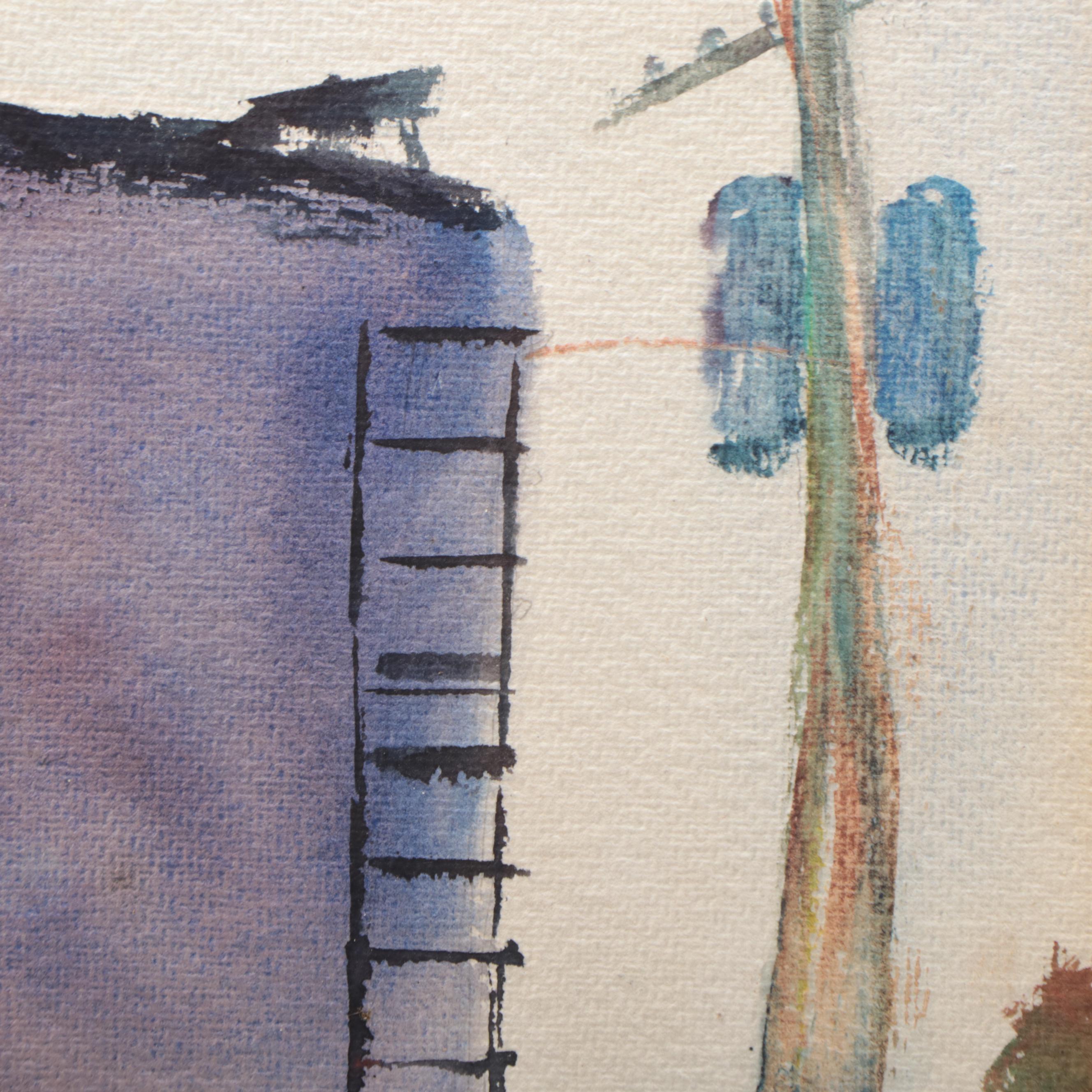 Henry Martin Gasser Watercolor Painting of Train Car