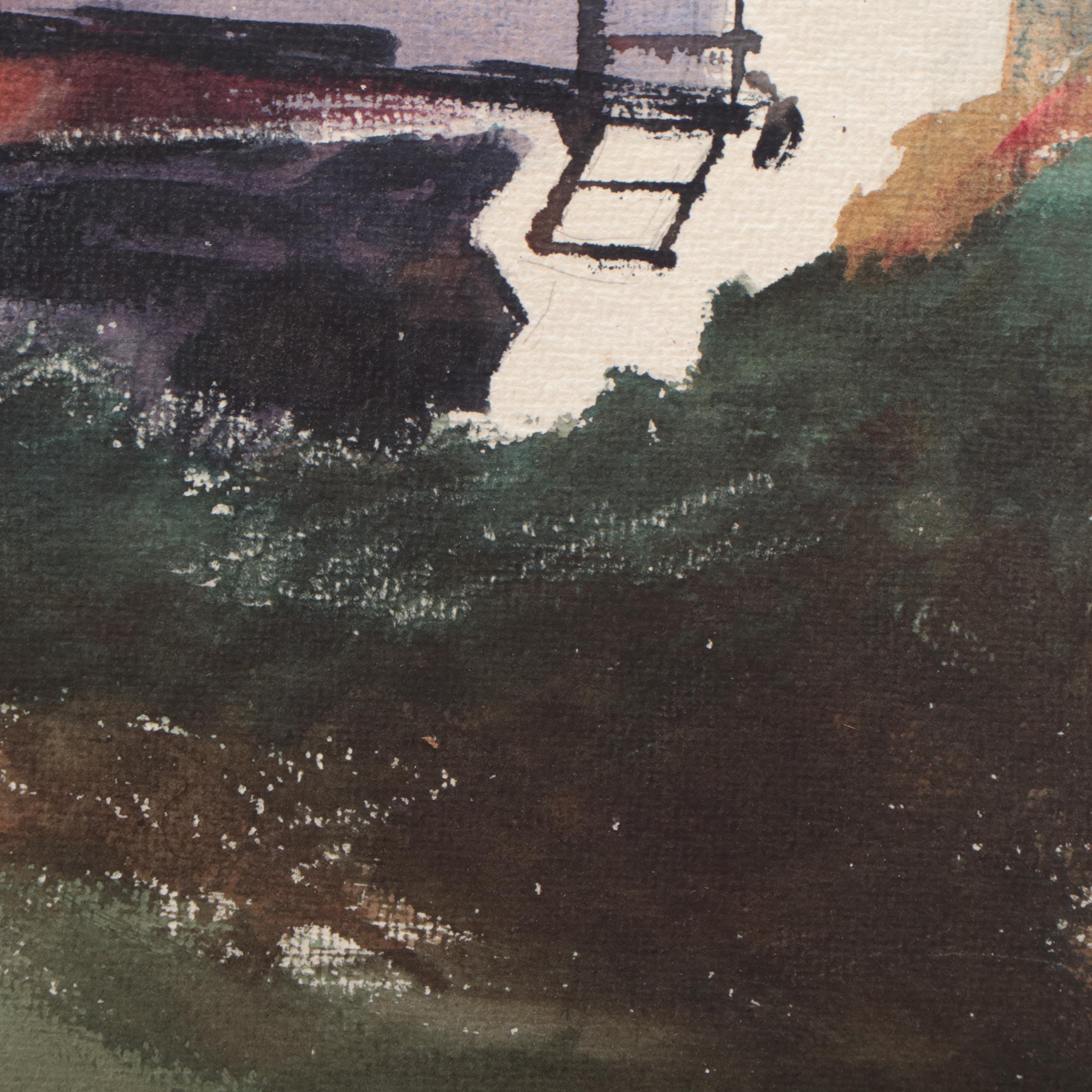 Henry Martin Gasser Watercolor Painting of Train Car