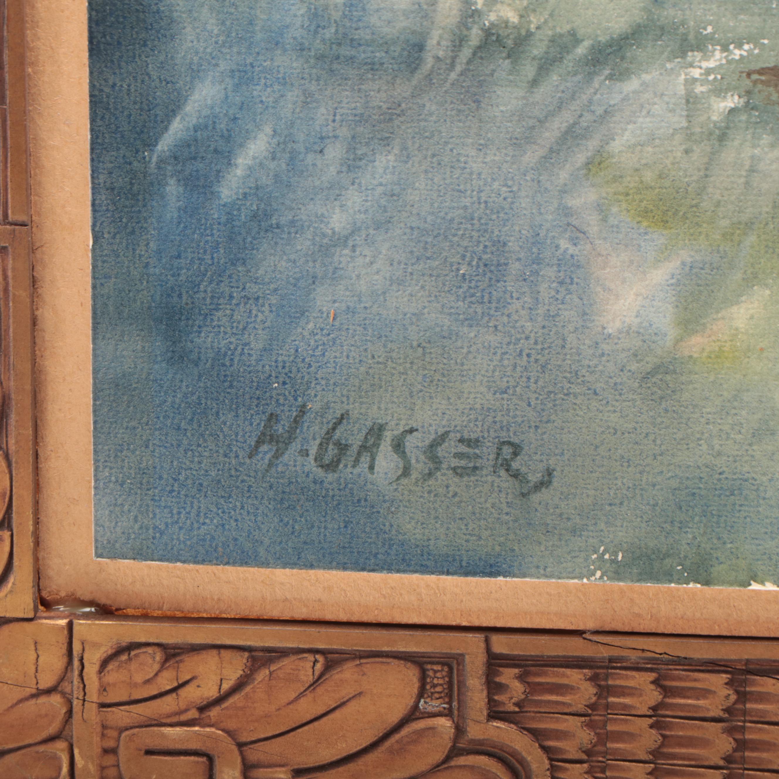 Henry Martin Gasser Watercolor Painting of Train Car