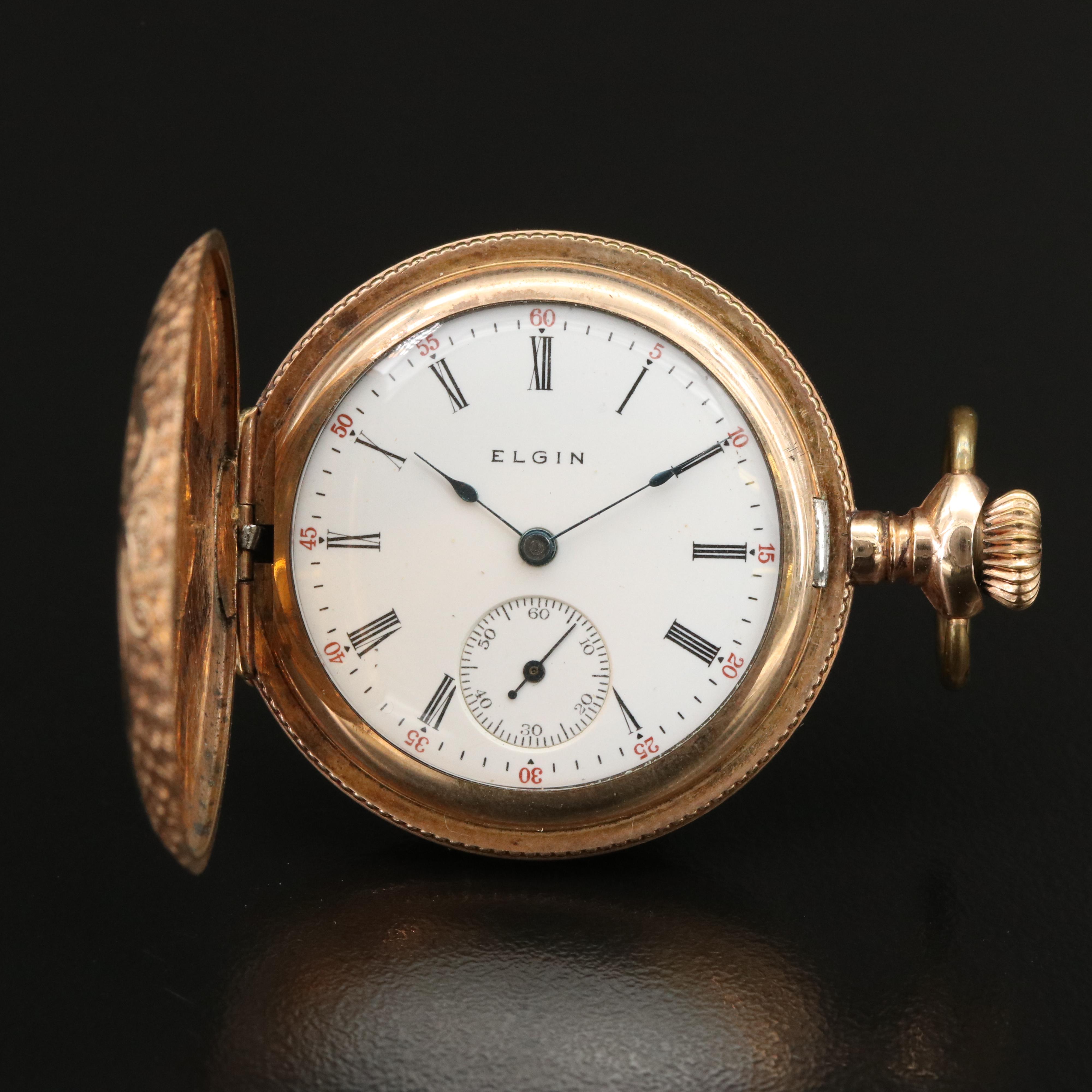 1914 Elgin Gold-Filled Hunting Case Pocket Watch