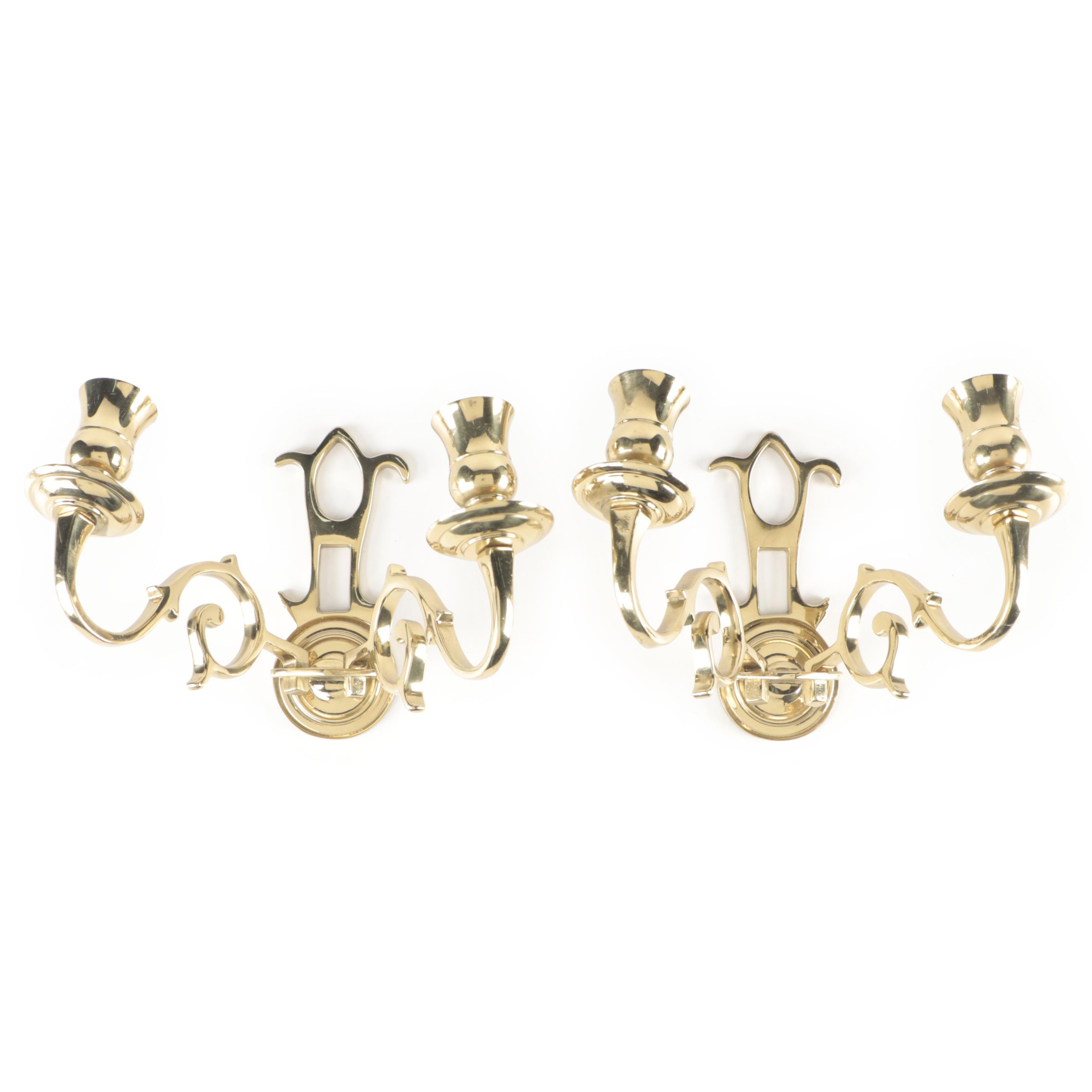 Pair of Virginia Metalcrafters Colonial Williamsburg Brass Candle Sconces