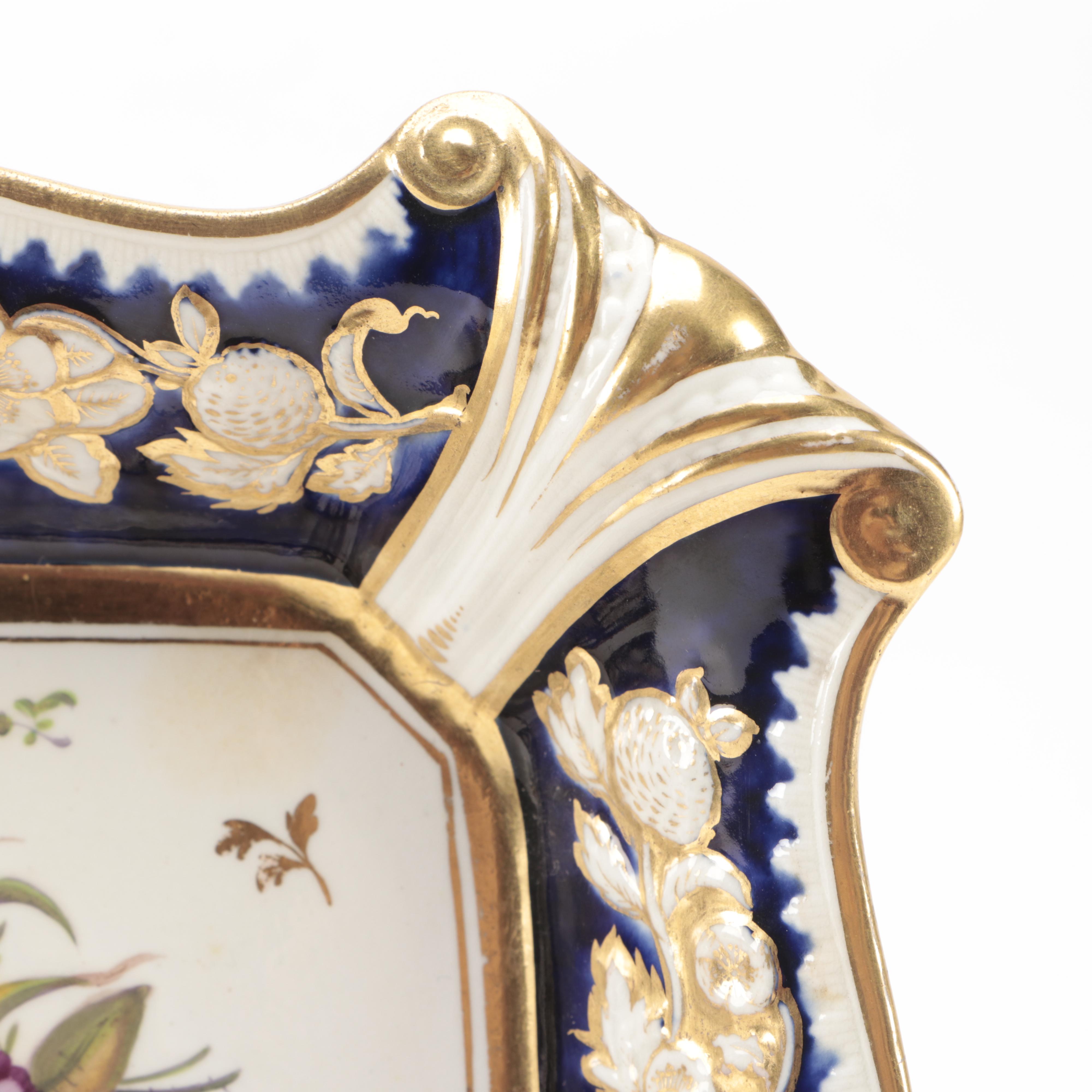 Hand-Painted Spode Style Floral Motif Ceramic Square Decorative Plates