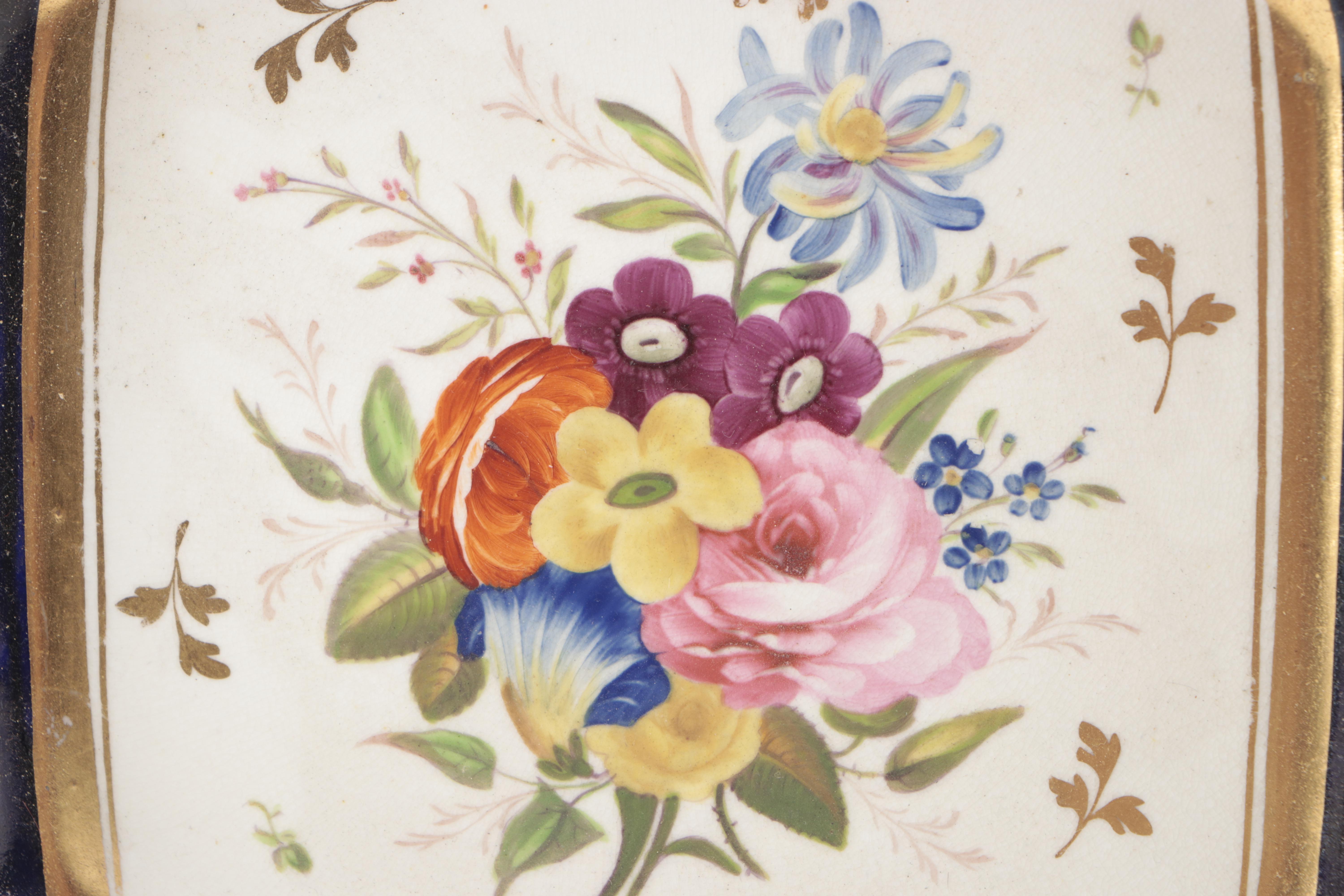 Hand-Painted Spode Style Floral Motif Ceramic Square Decorative Plates