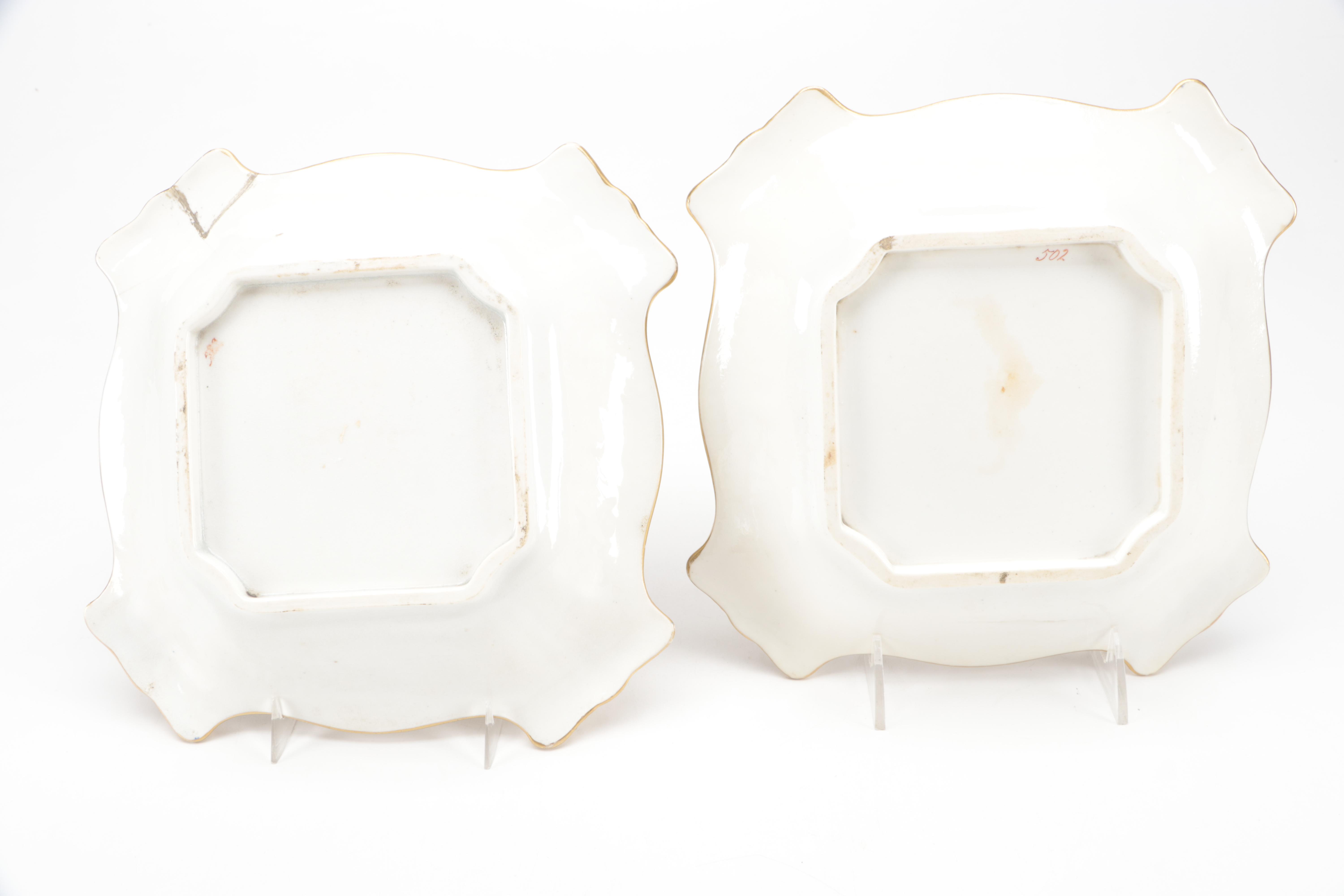 Hand-Painted Spode Style Floral Motif Ceramic Square Decorative Plates