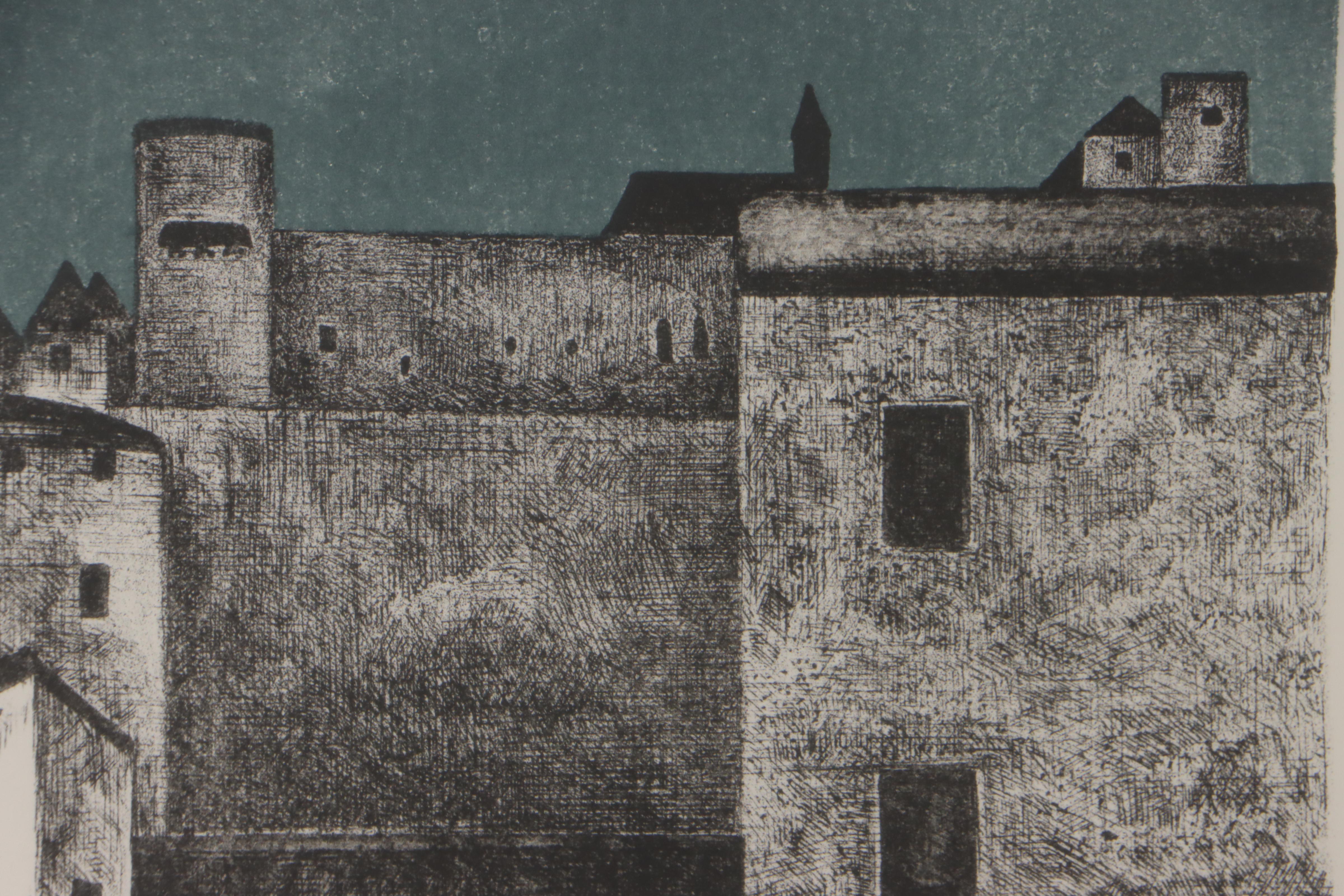 Herbert Breiter Townscape Lithograph, 1969