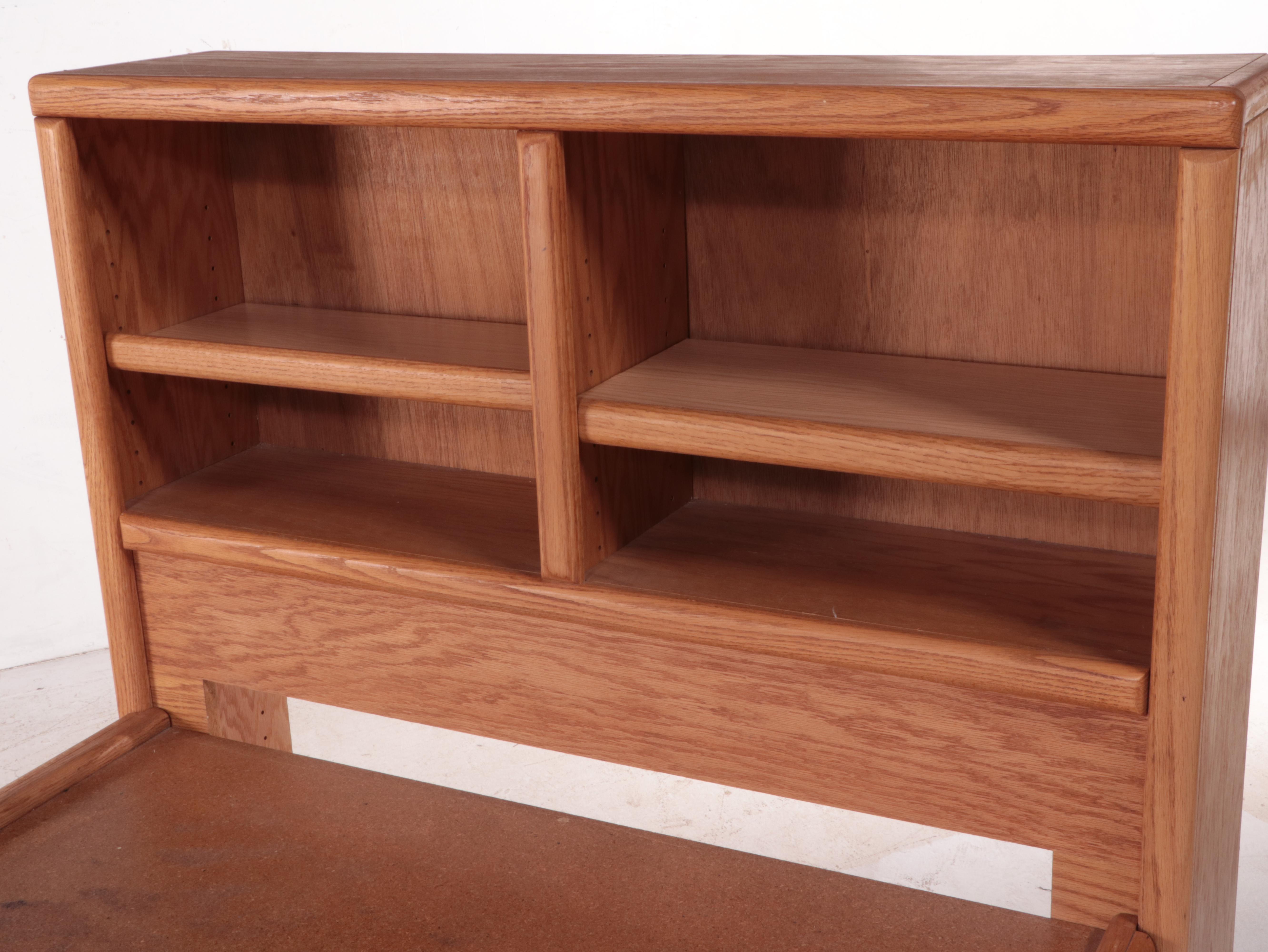 Thornwood, Oak Bookcase Twin Headboard and Platform with Storage