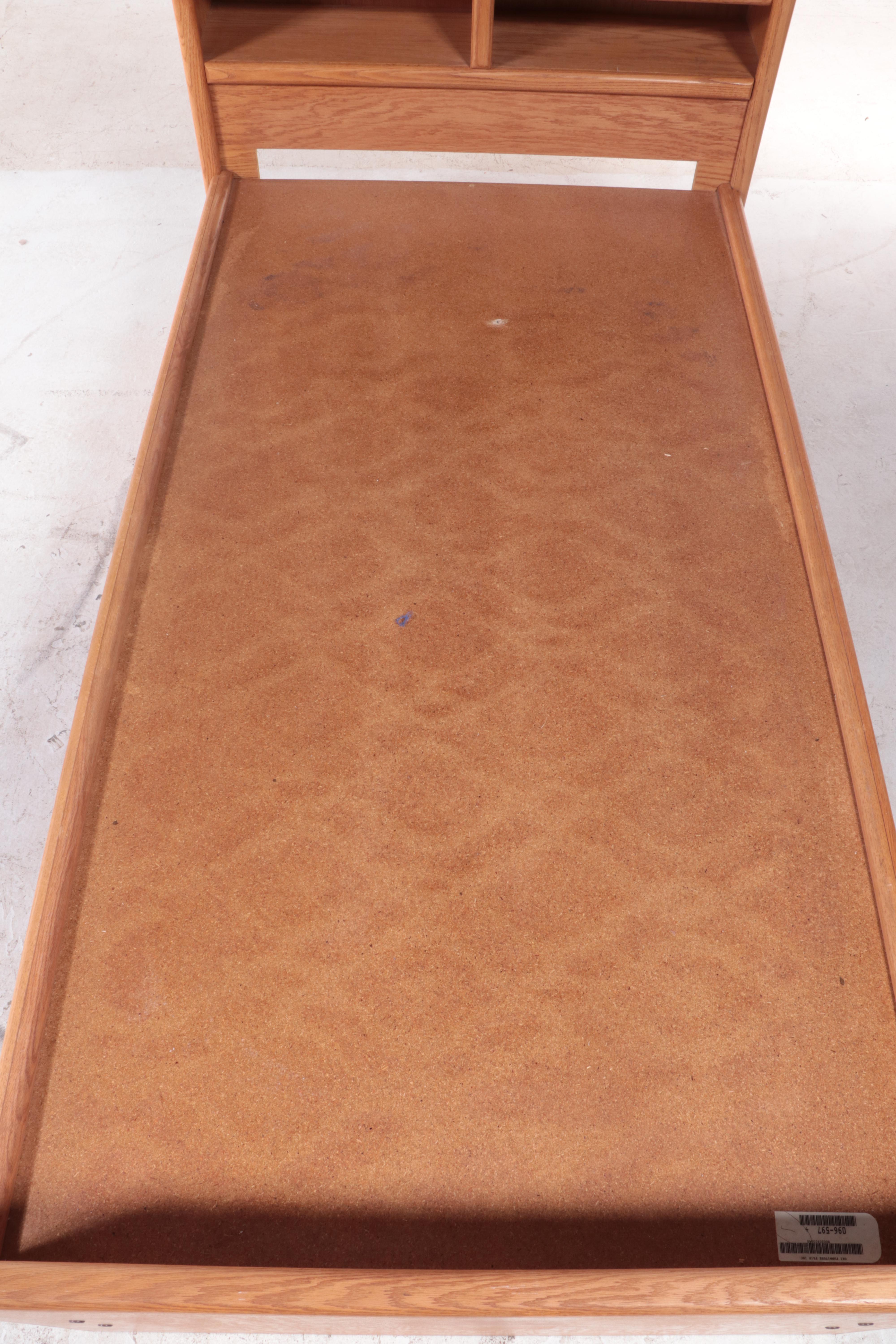 Thornwood, Oak Bookcase Twin Headboard and Platform with Storage