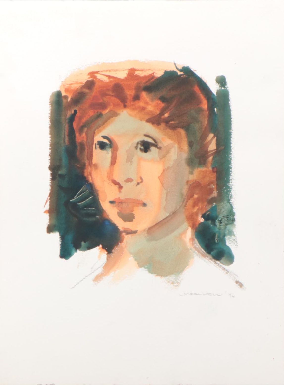 Jack Meanwell Portrait Watercolor Painting, 1996