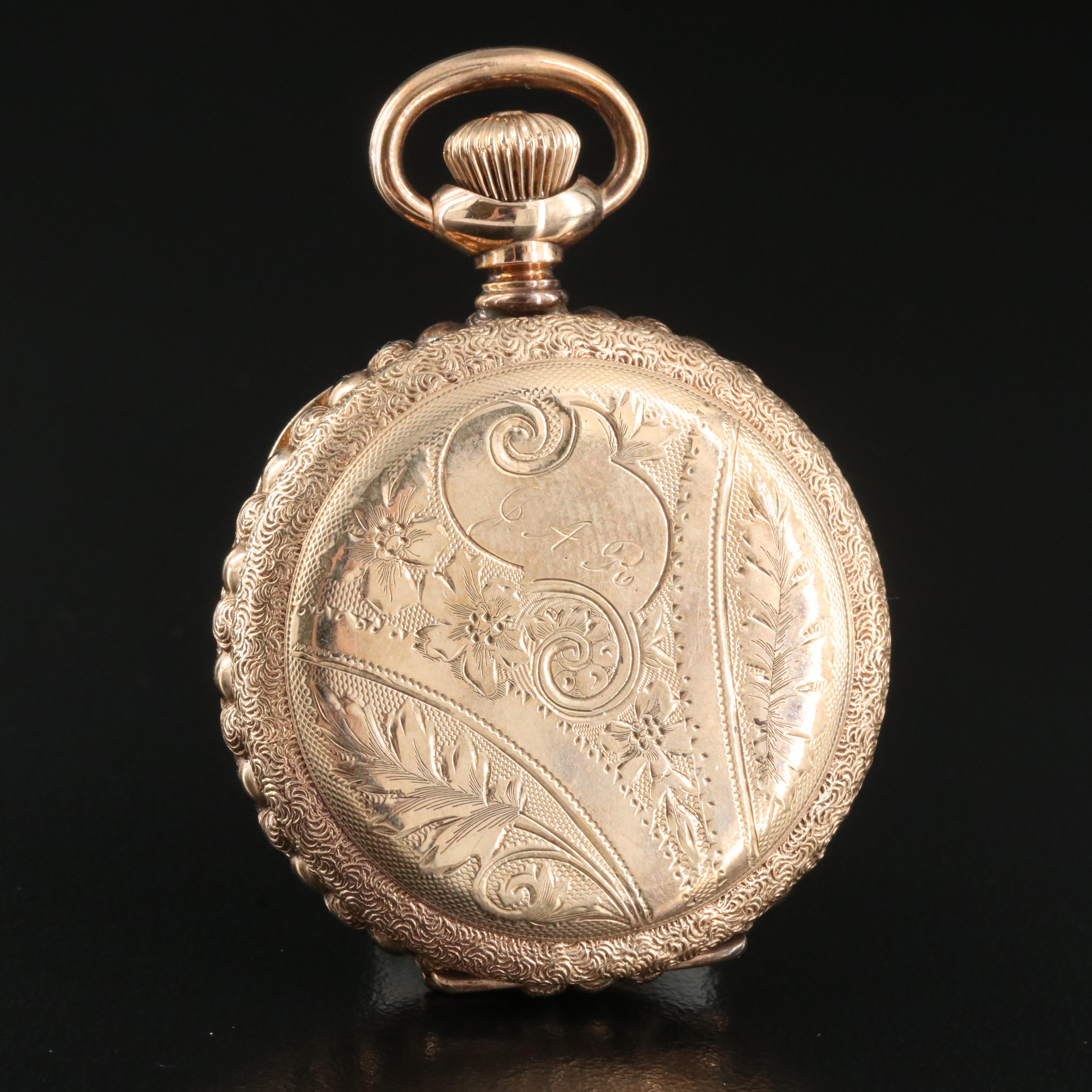 1897 Elgin Gold-Filled Scalloped Edge Hunting Case Pocket Watch