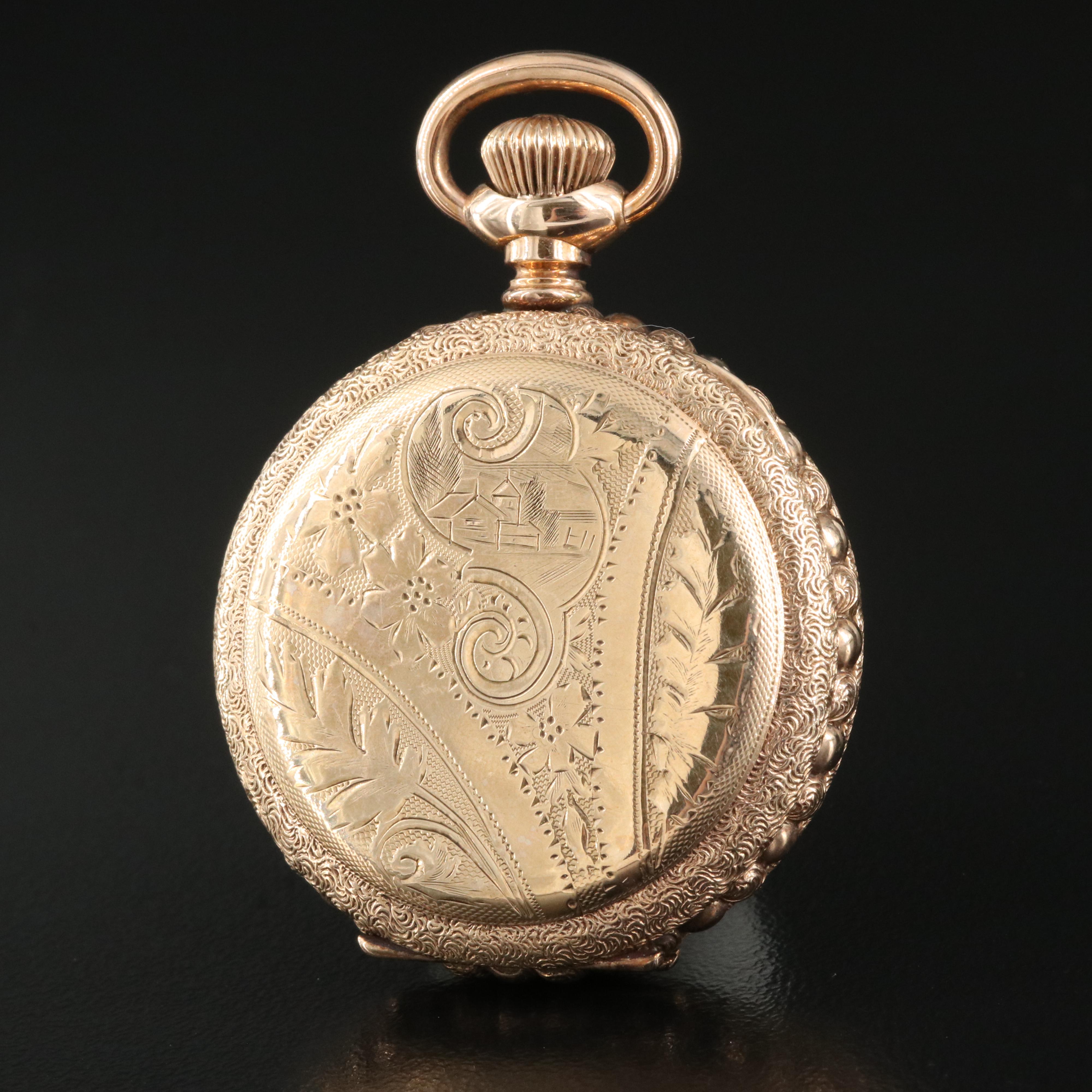1897 Elgin Gold-Filled Scalloped Edge Hunting Case Pocket Watch