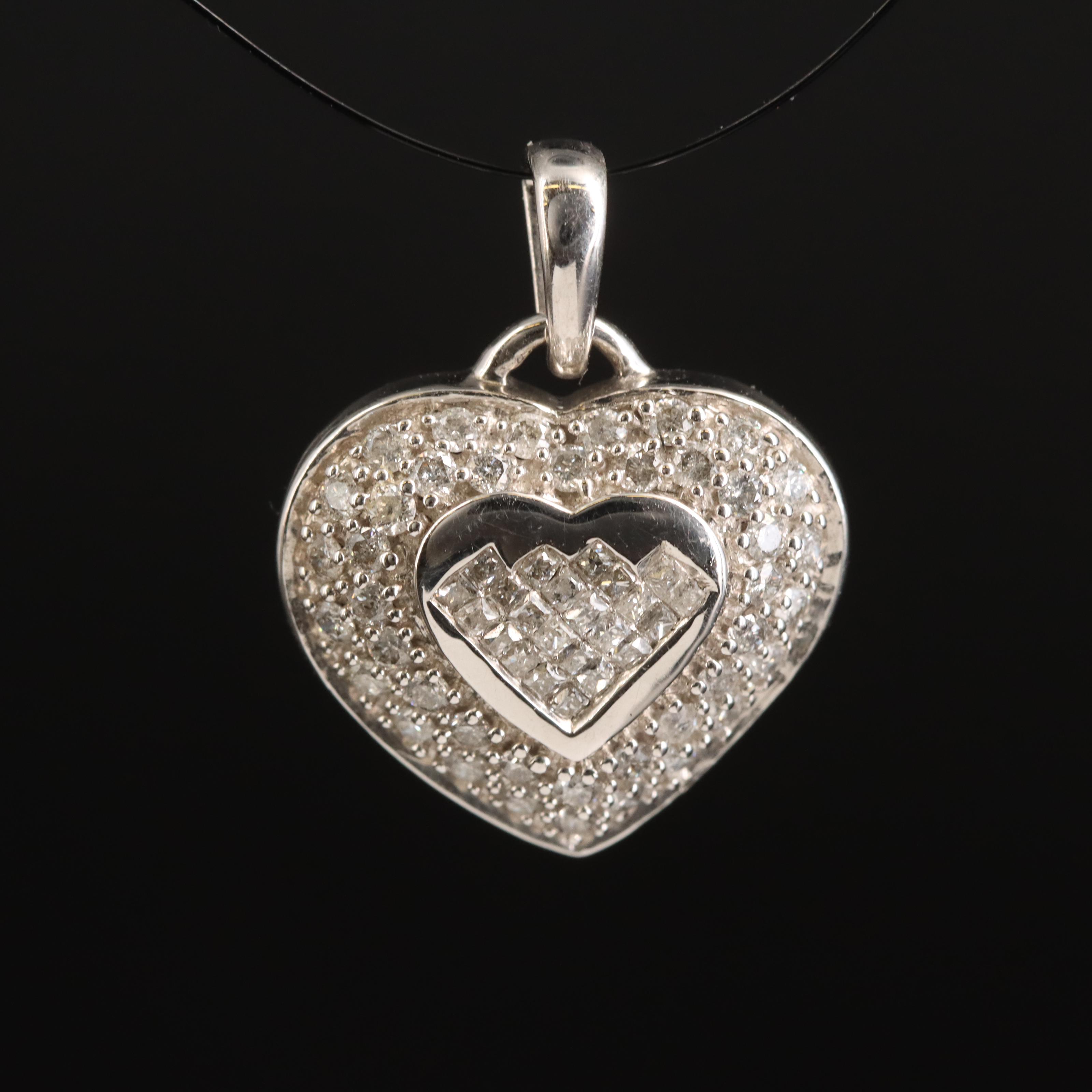 14K Diamond Heart Pendant