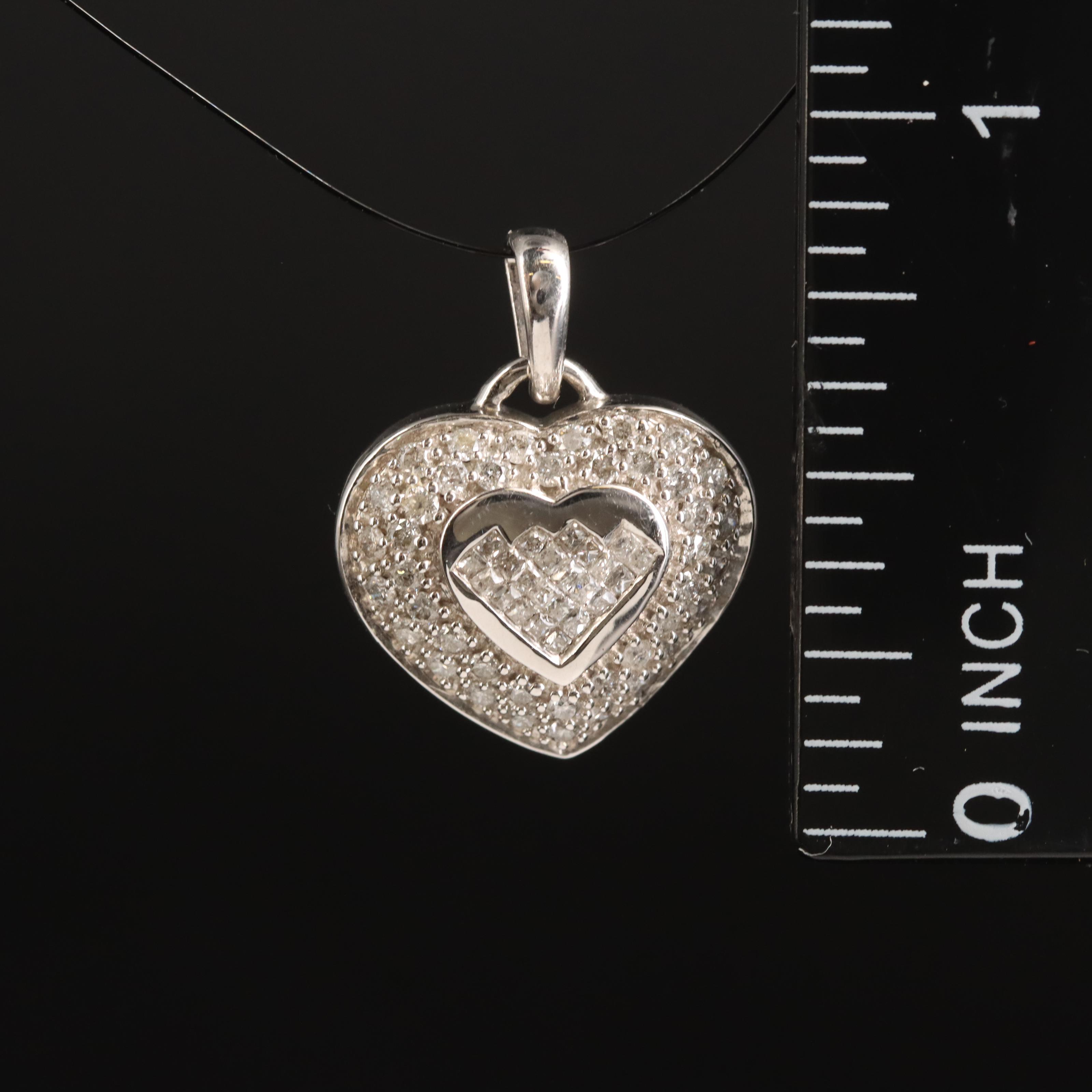 14K Diamond Heart Pendant