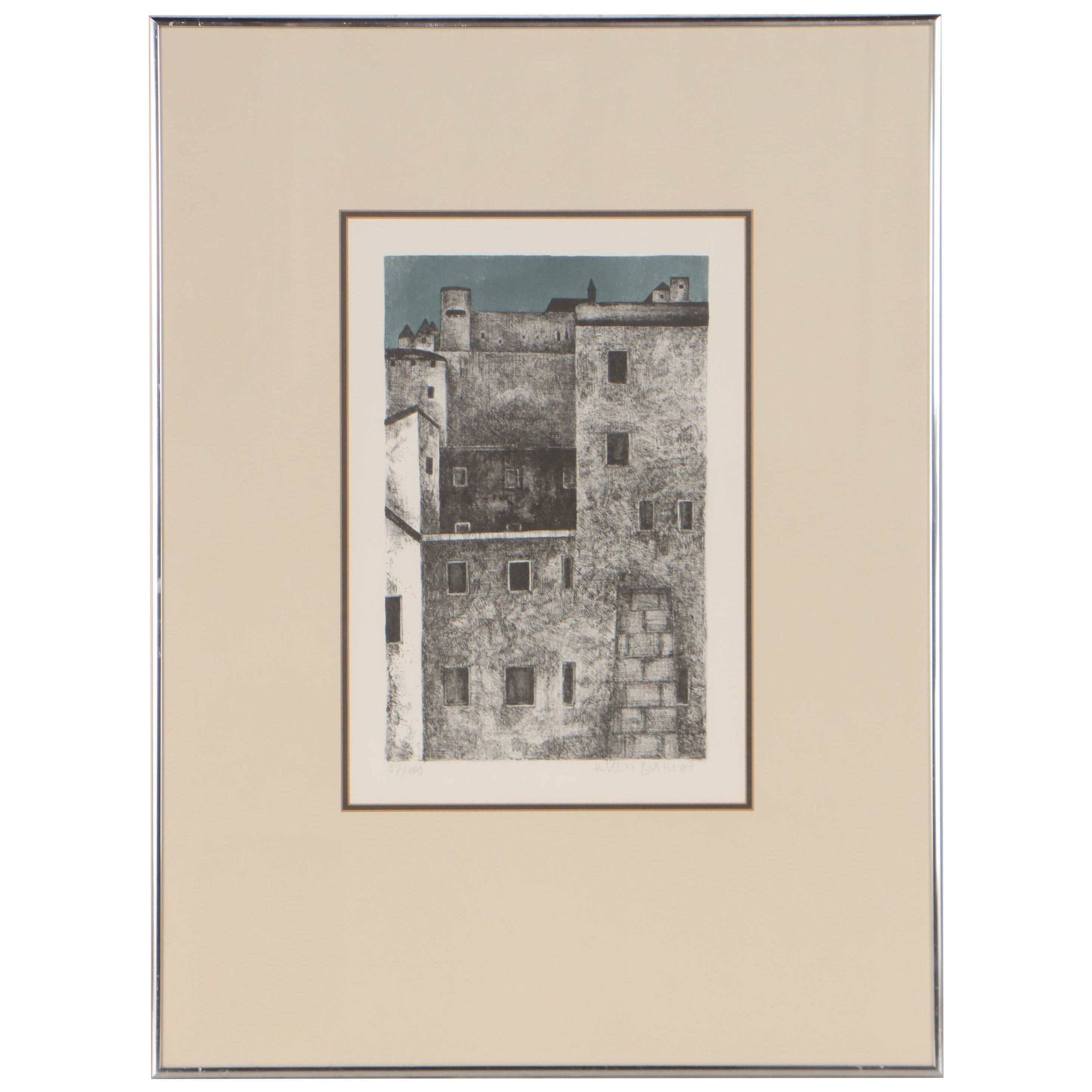 Herbert Breiter Townscape Lithograph, 1969