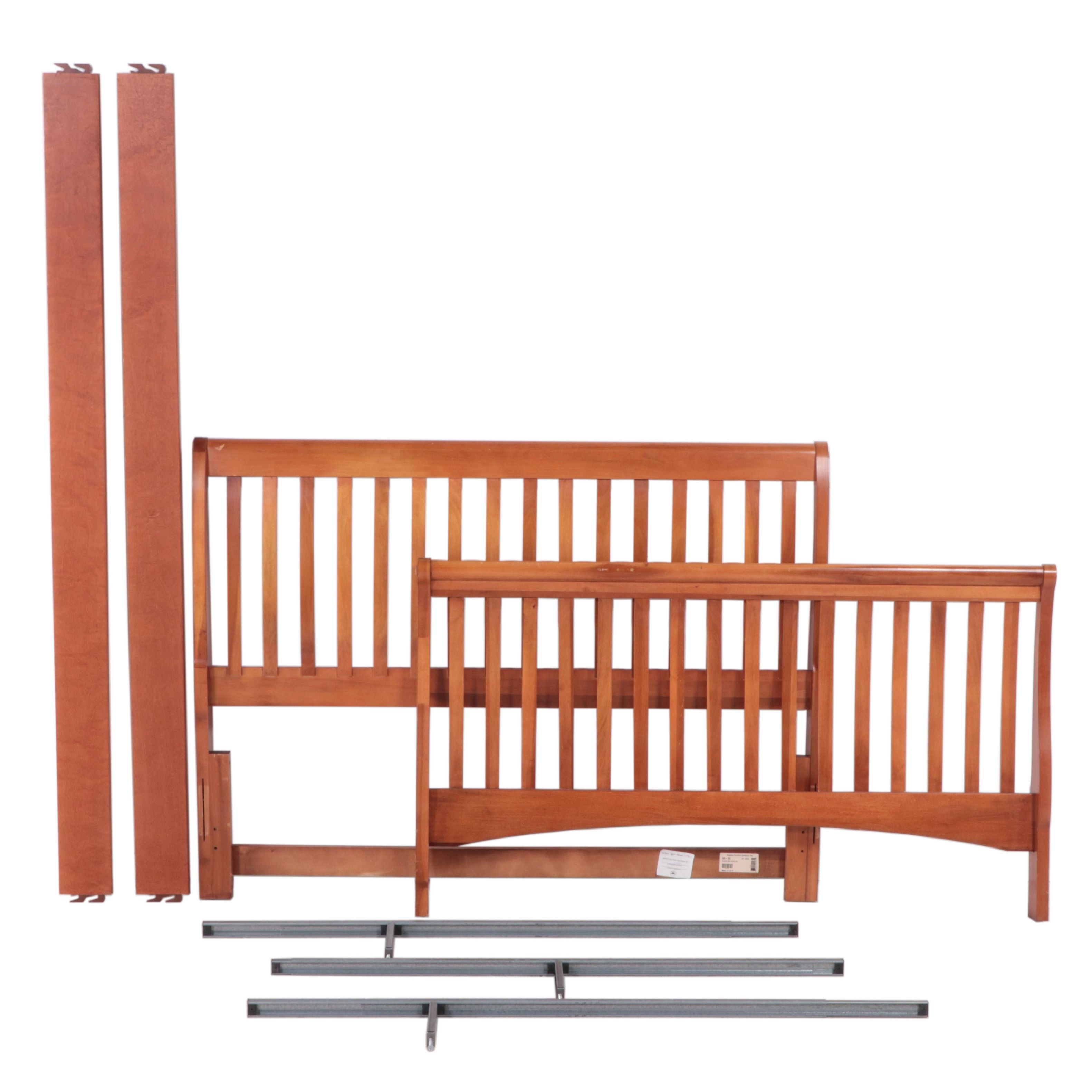 Queen Size Birch Slatted Sleigh Bed