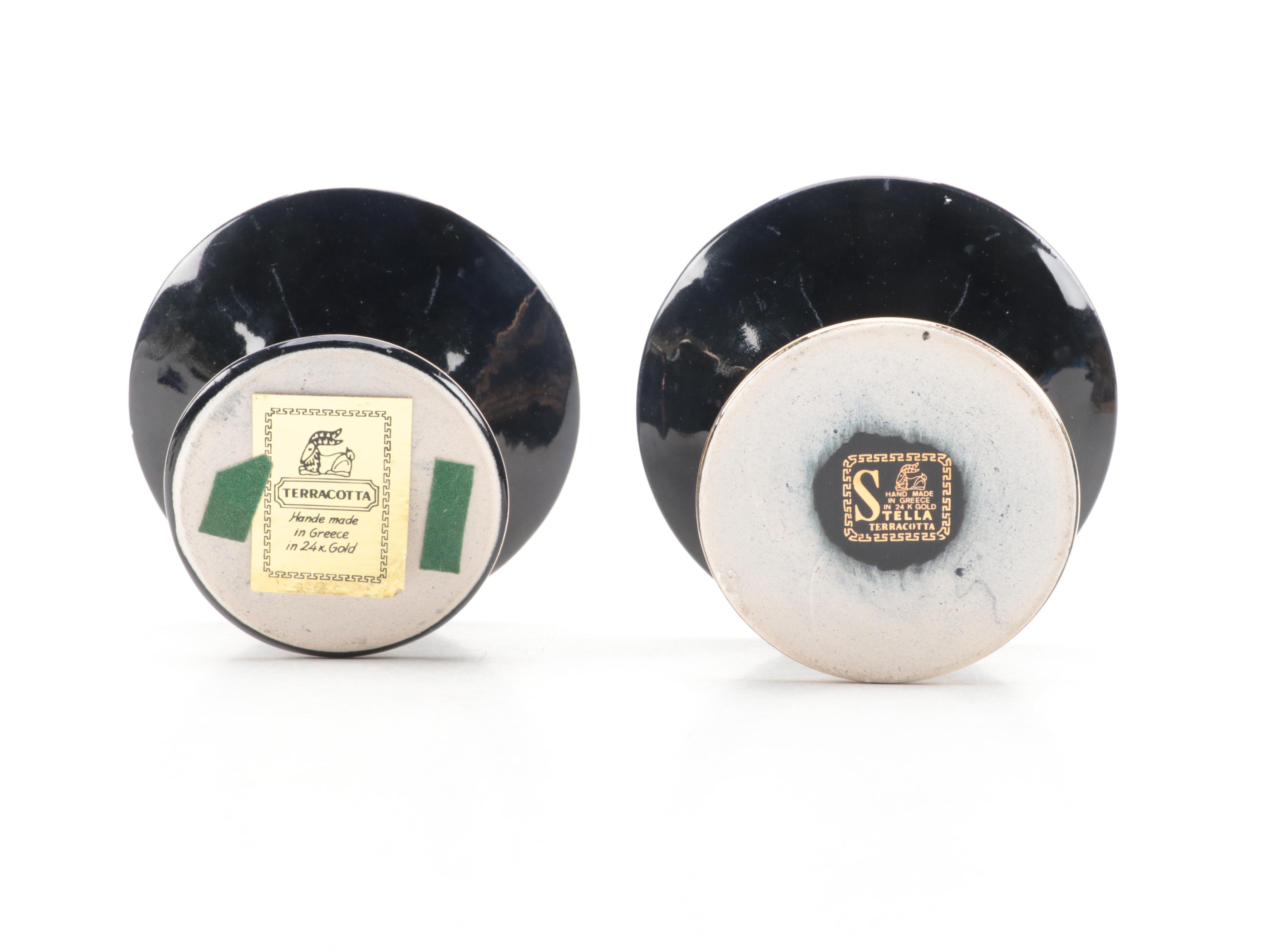 Howard Miller Desk Clock, Stella Greek Terracotta Candlesticks, Office Décor