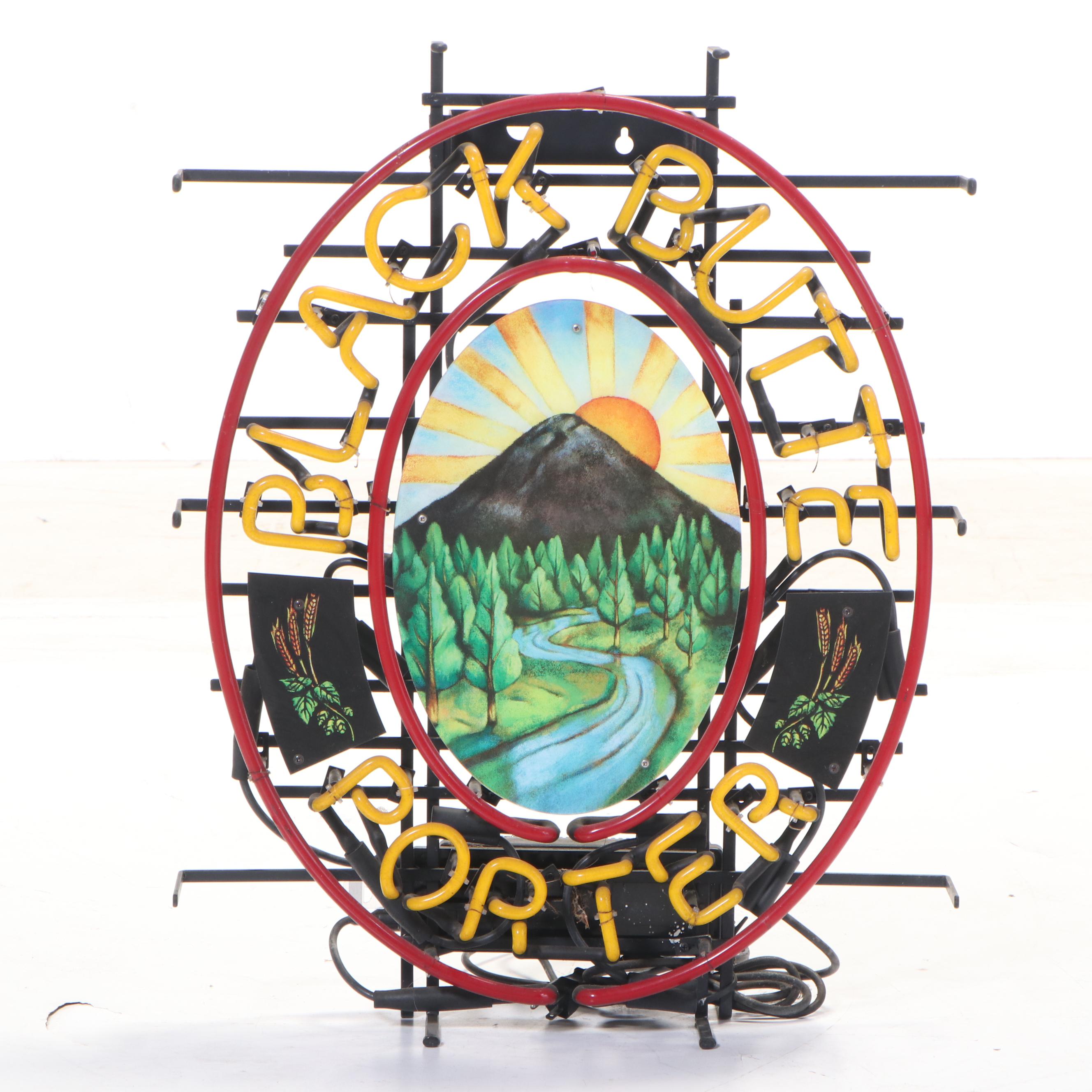 Black Butte Porter River and Mountain Scene Bar Neon Sign