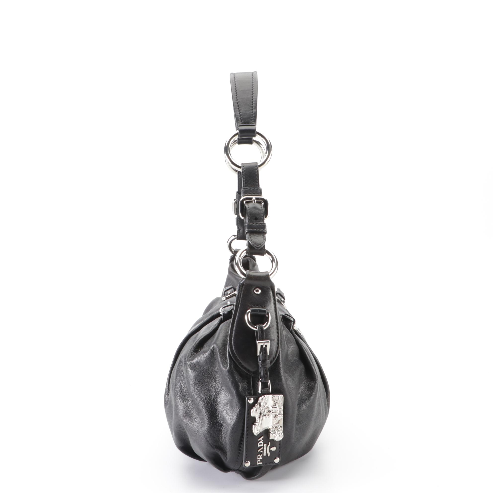 Prada Pleated Leather Shoulder Bag
