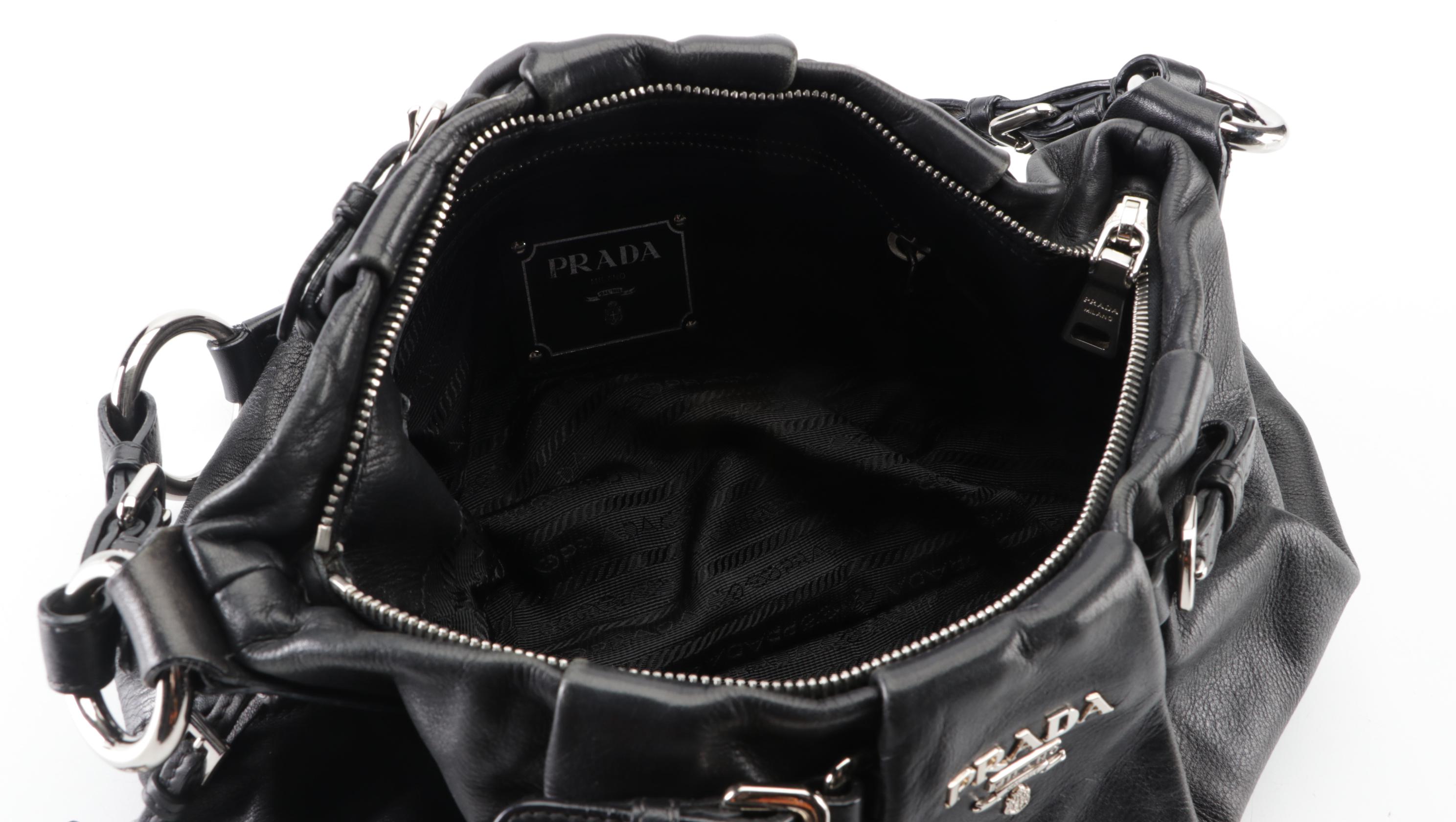 Prada Pleated Leather Shoulder Bag