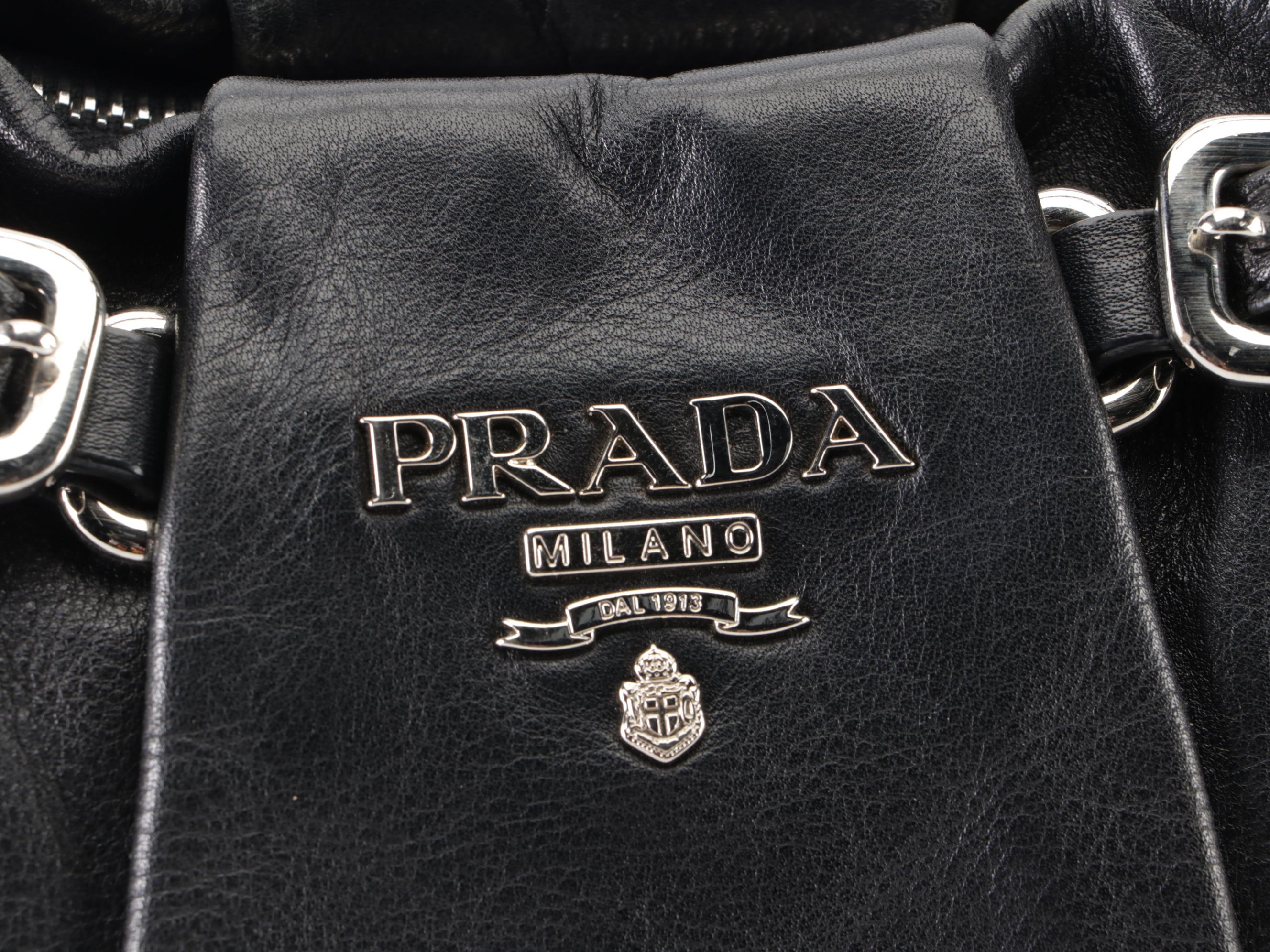 Prada Pleated Leather Shoulder Bag
