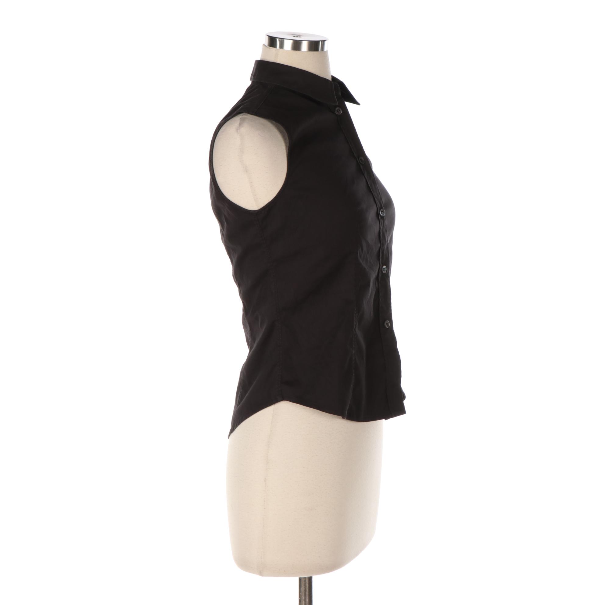 Prada Sleeveless Button-Down in Stretch Cotton Poplin