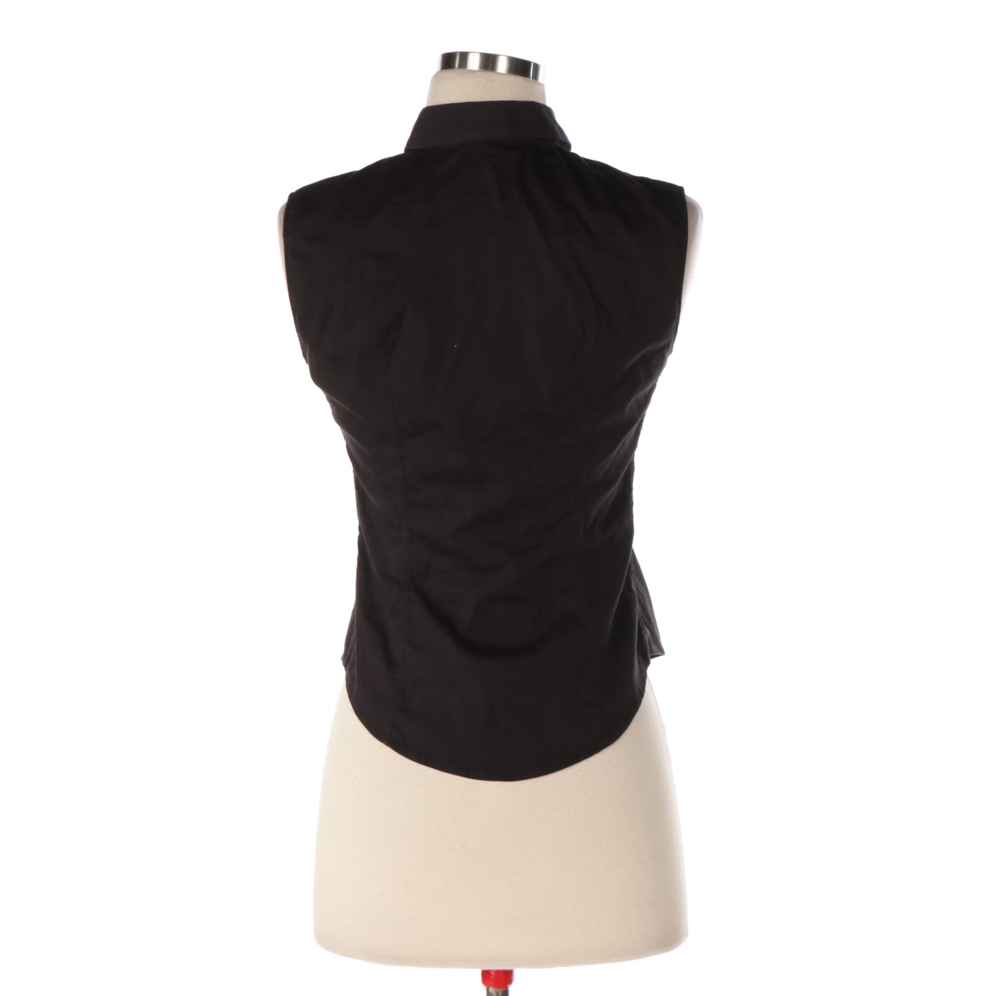 Prada Sleeveless Button-Down in Stretch Cotton Poplin