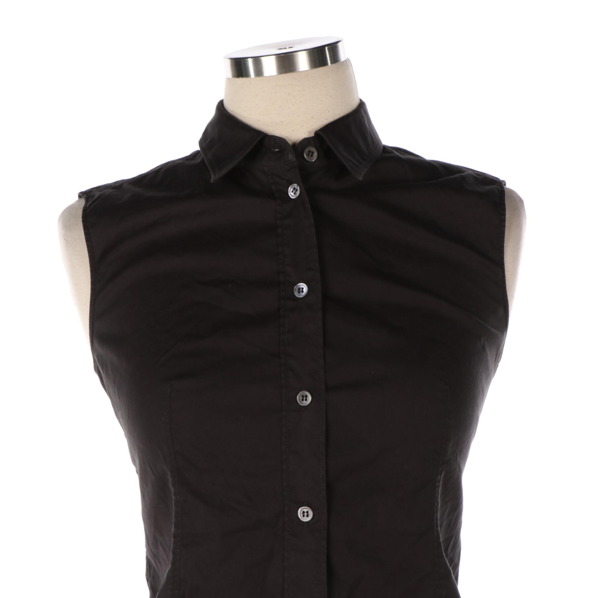Prada Sleeveless Button-Down in Stretch Cotton Poplin