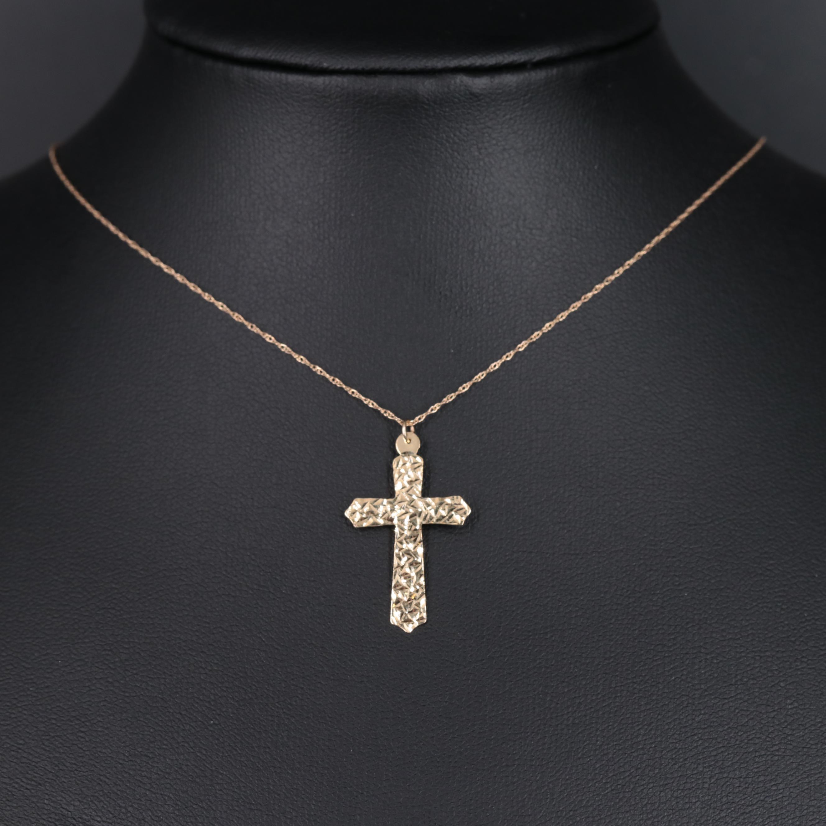 10K Cross Pendant Necklace