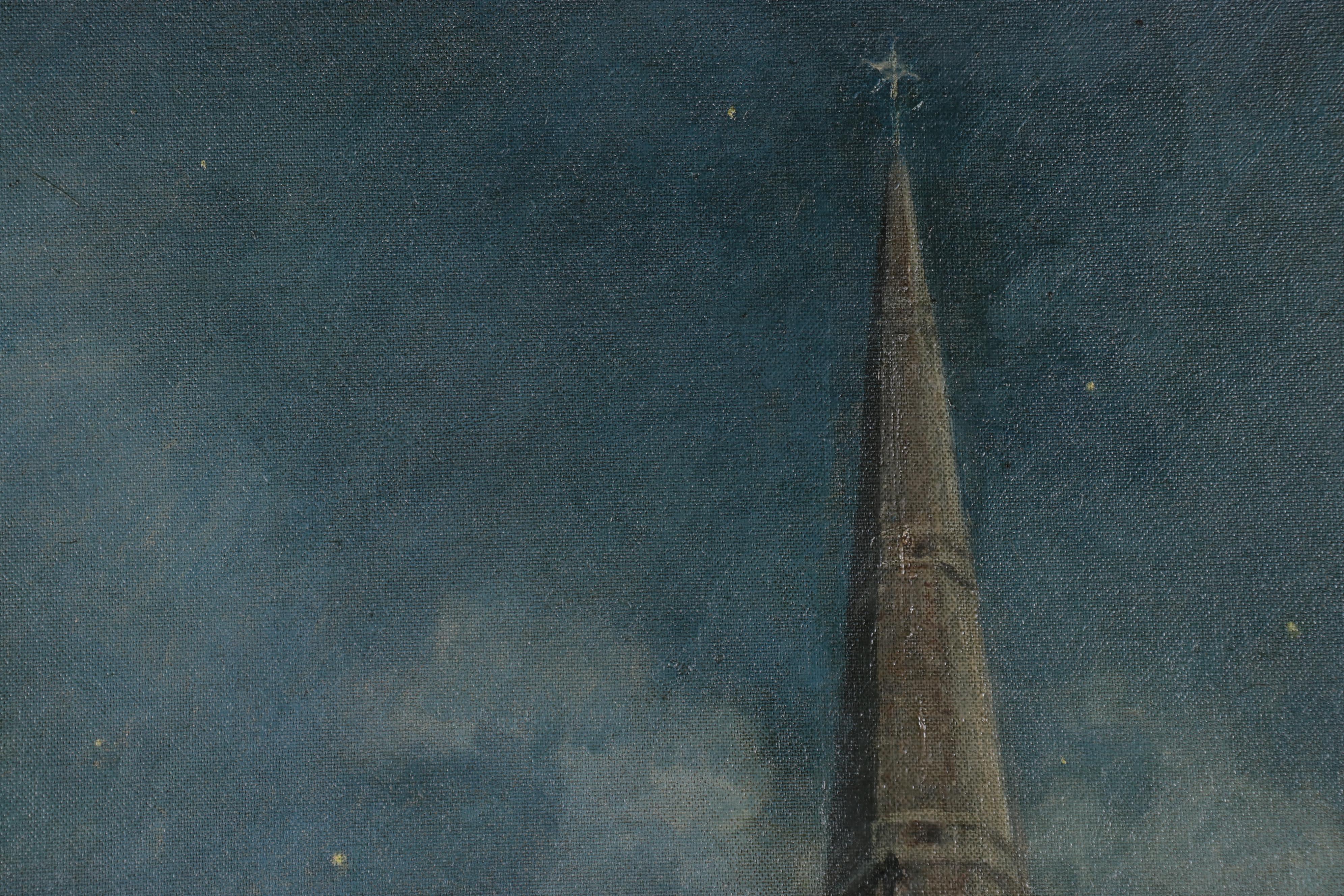 R. Thomas Maston Oil Painting "Christmas Eve at Old St Patrick's Church"