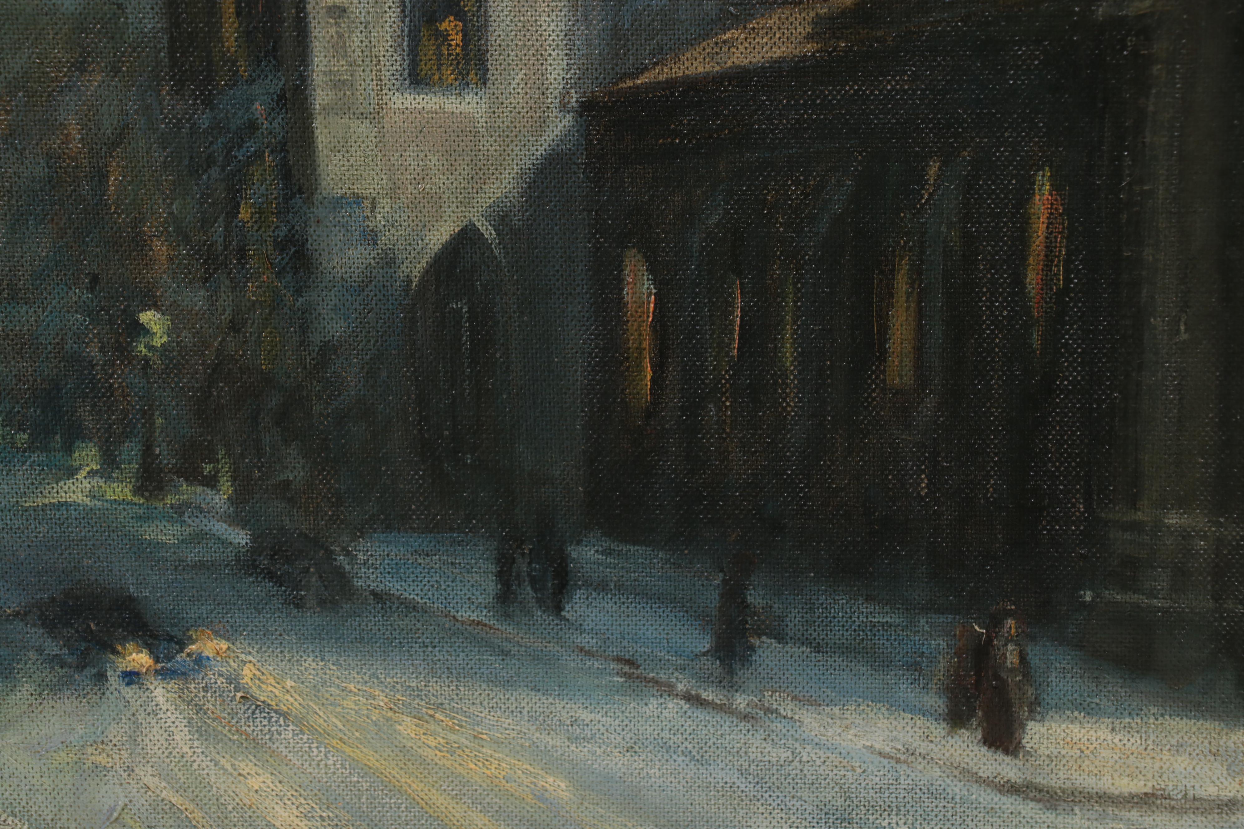 R. Thomas Maston Oil Painting "Christmas Eve at Old St Patrick's Church"