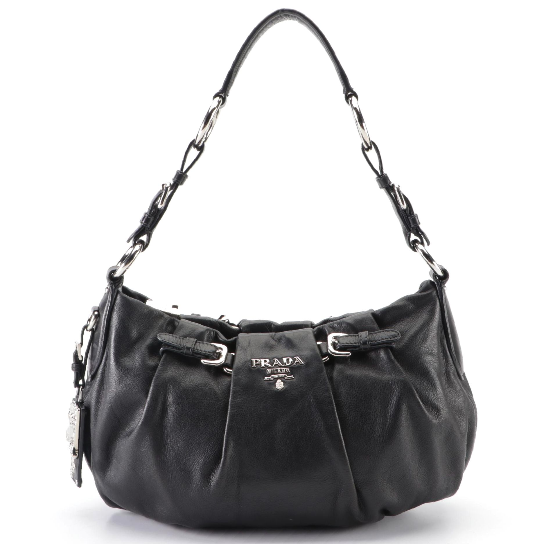 Prada Pleated Leather Shoulder Bag