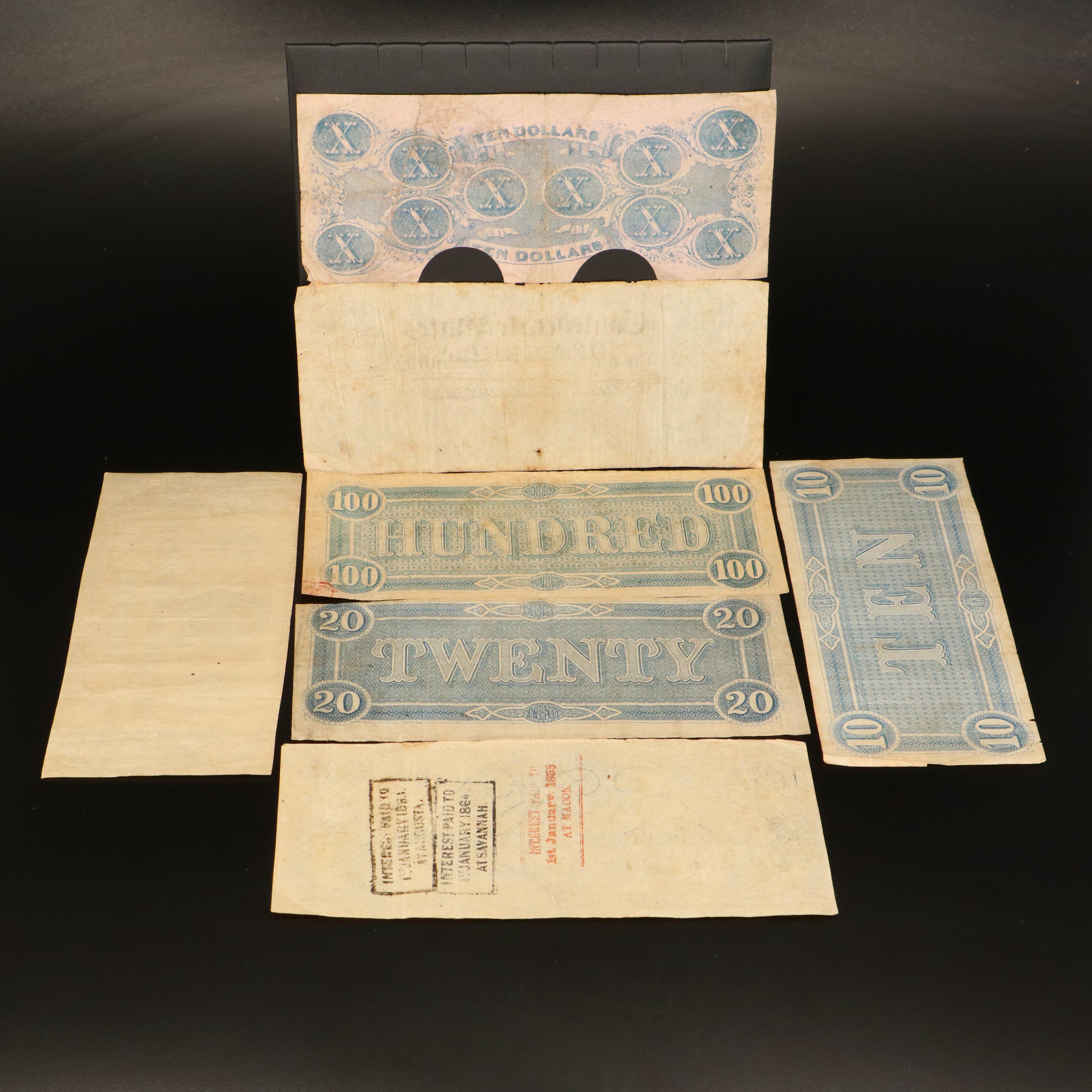 Assortment of Confederate States Currency, Fractional Currency, and More