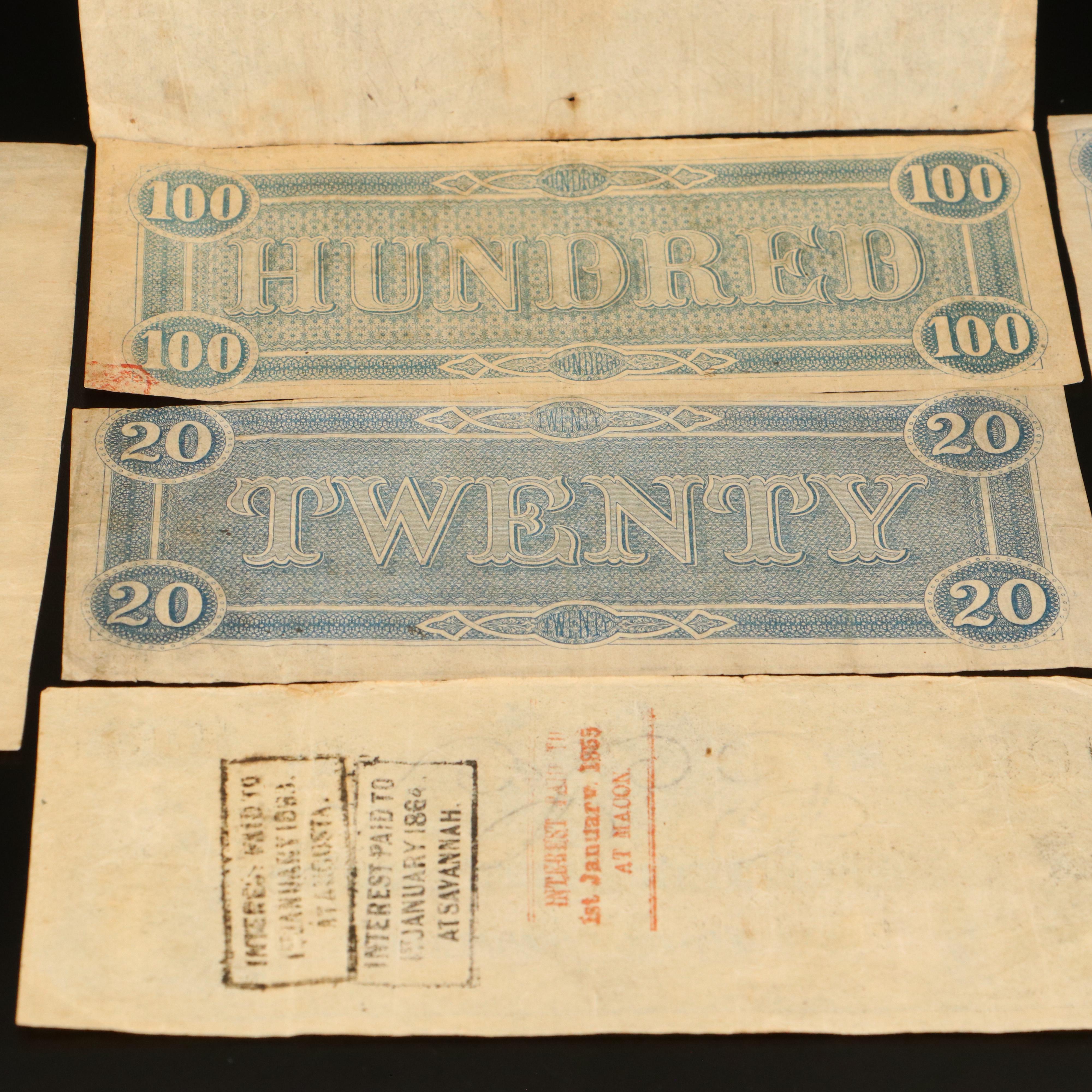 Assortment of Confederate States Currency, Fractional Currency, and More