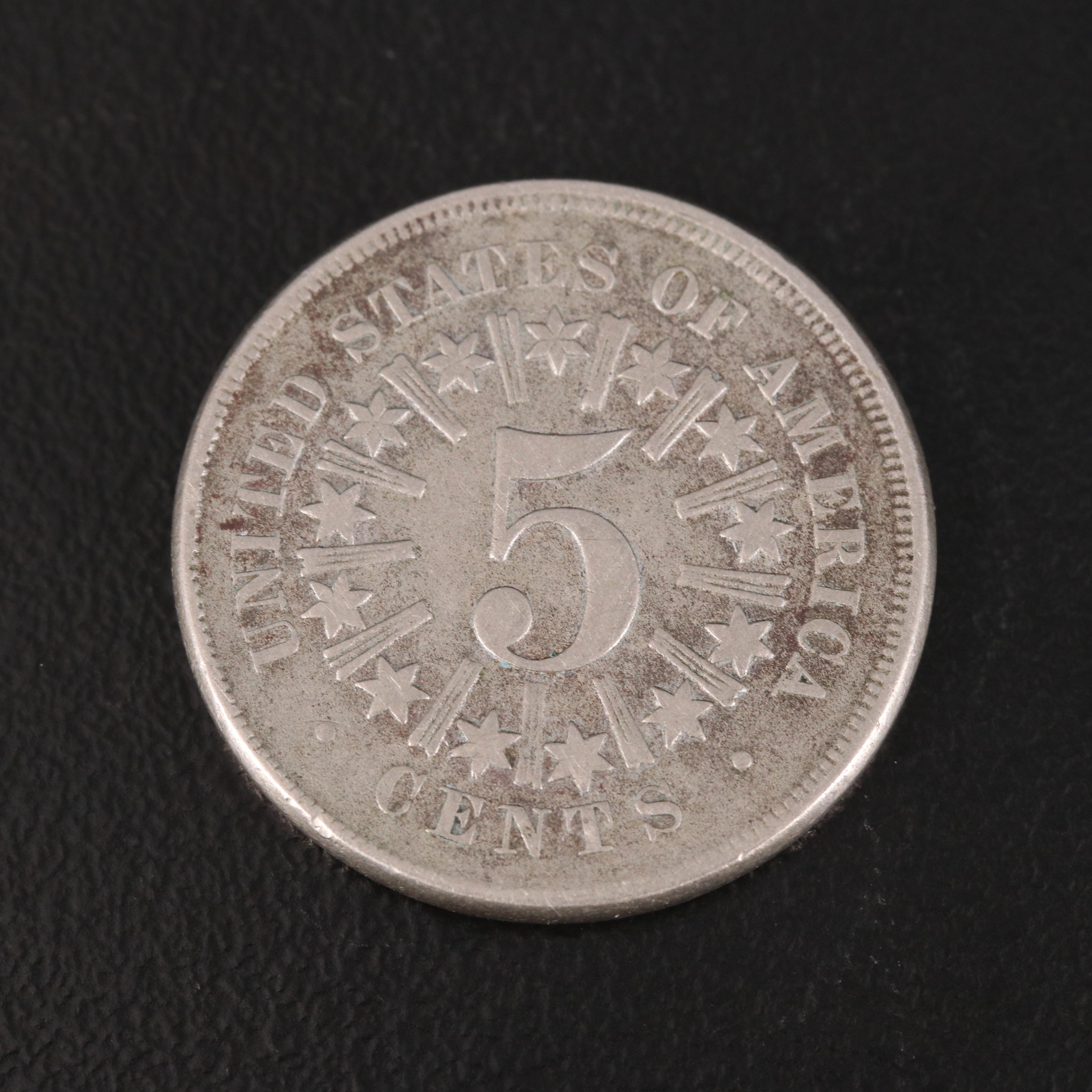 1866 w/rays Shield Nickel