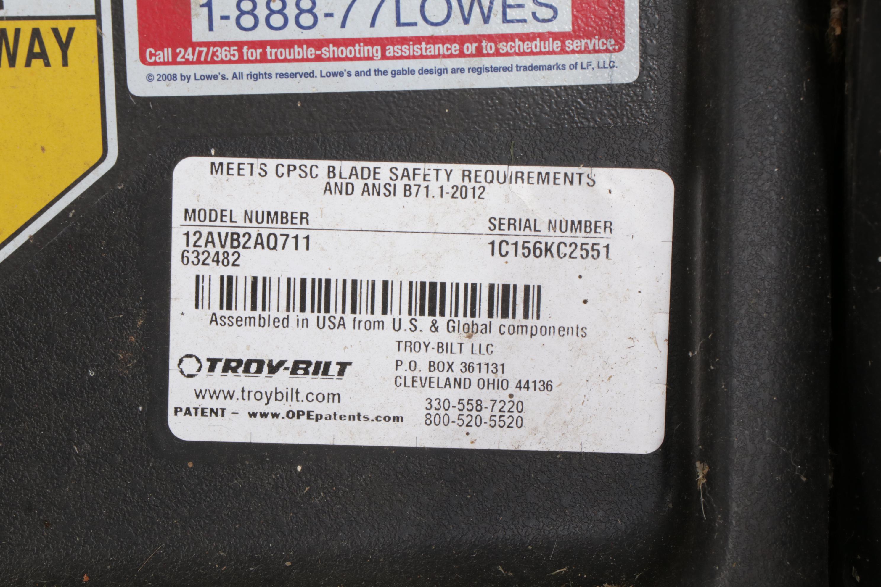 Troy-Bilt Gas Powered Lawnmower, 21st Century