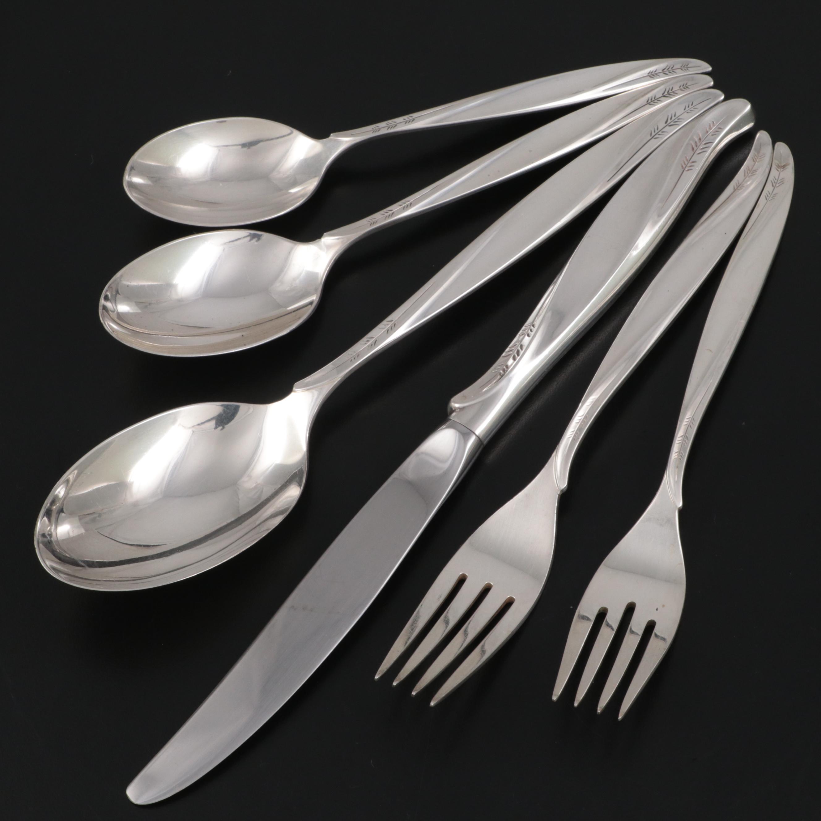 International Silver "Pine Spray" Sterling Silver Flatware, Mid to Late 20th C.