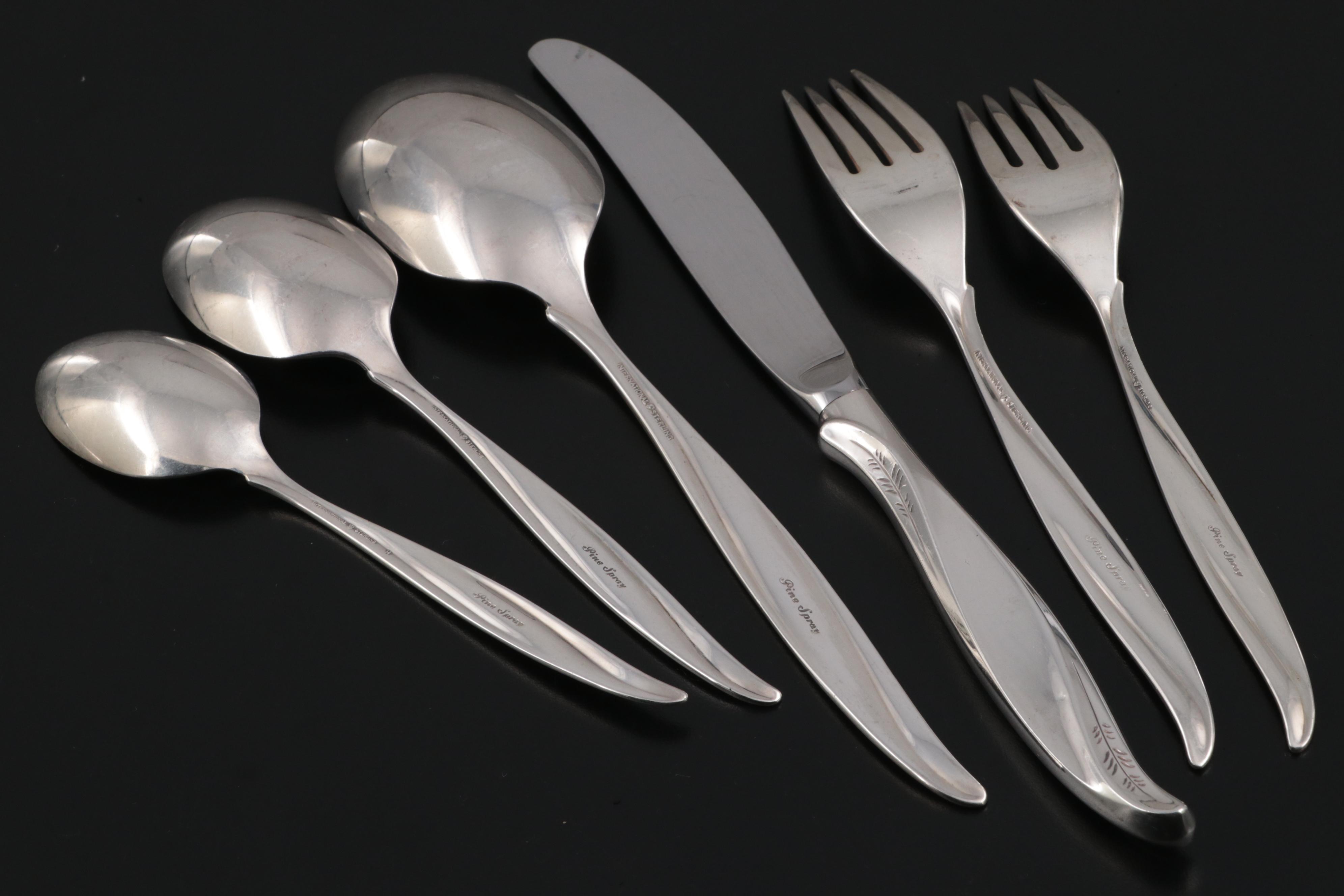 International Silver "Pine Spray" Sterling Silver Flatware, Mid to Late 20th C.