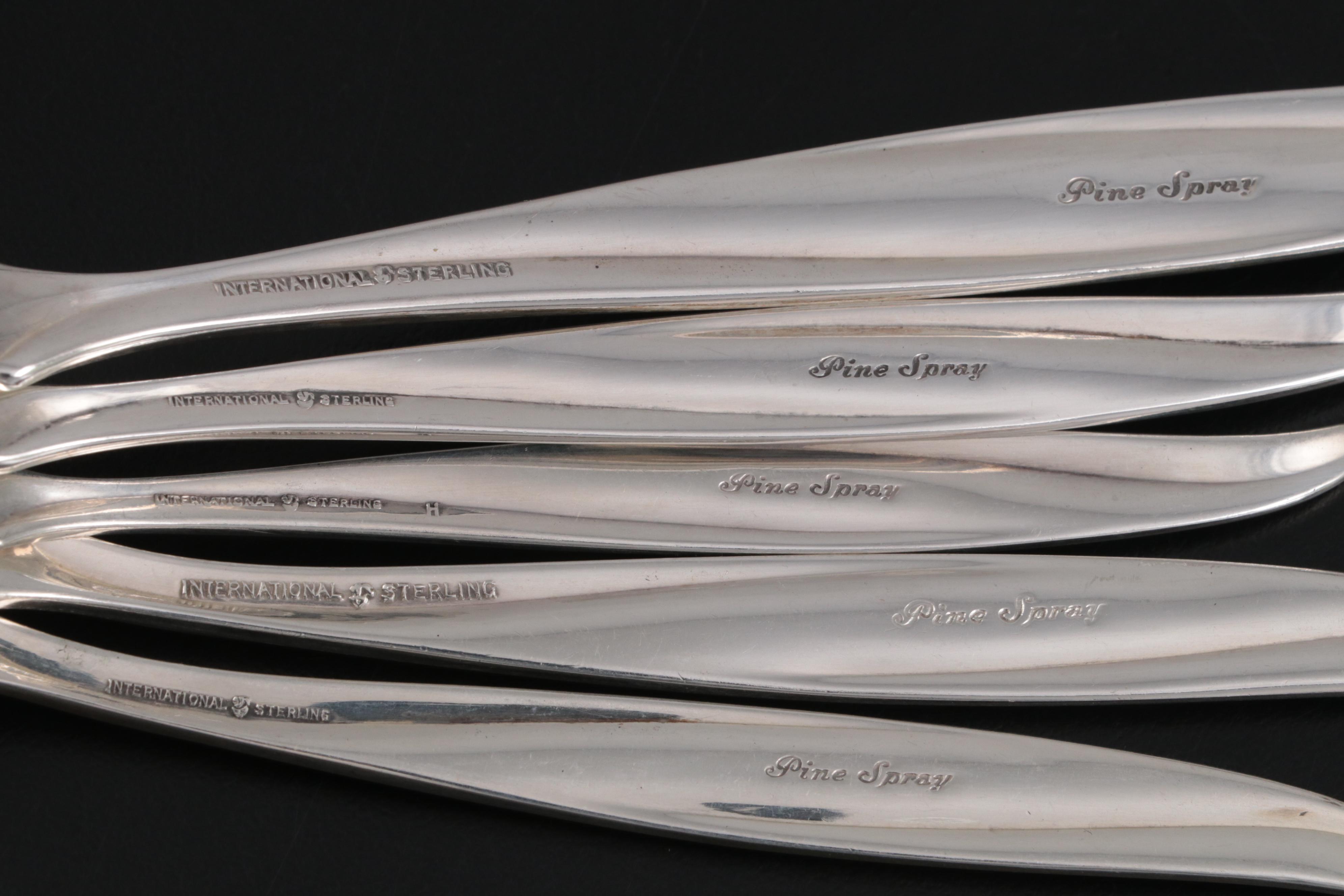International Silver "Pine Spray" Sterling Silver Flatware, Mid to Late 20th C.